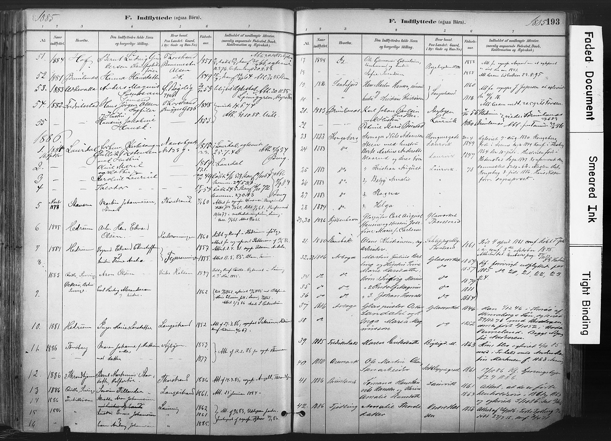 Larvik kirkebøker, AV/SAKO-A-352/F/Fa/L0010: Parish register (official) no. I 10, 1884-1910, p. 193