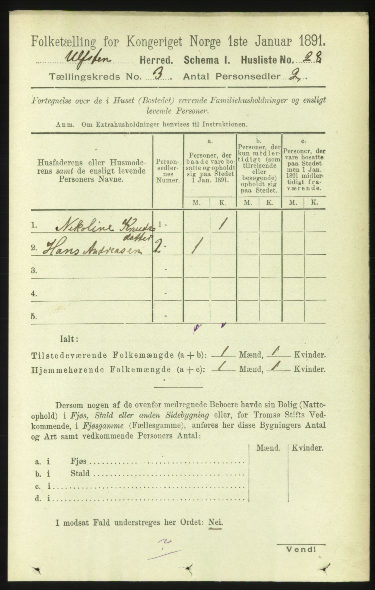 RA, 1891 census for 1516 Ulstein, 1891, p. 756