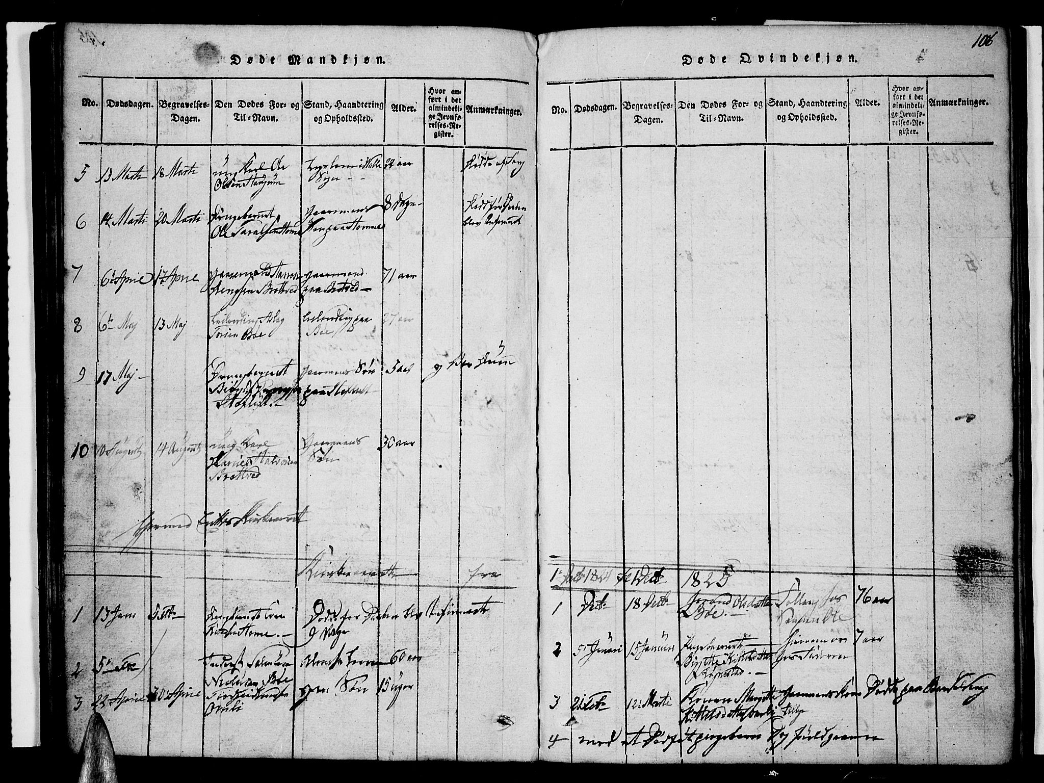 Valle sokneprestkontor, AV/SAK-1111-0044/F/Fb/Fbc/L0001: Parish register (copy) no. B 1 /1, 1816-1829, p. 106