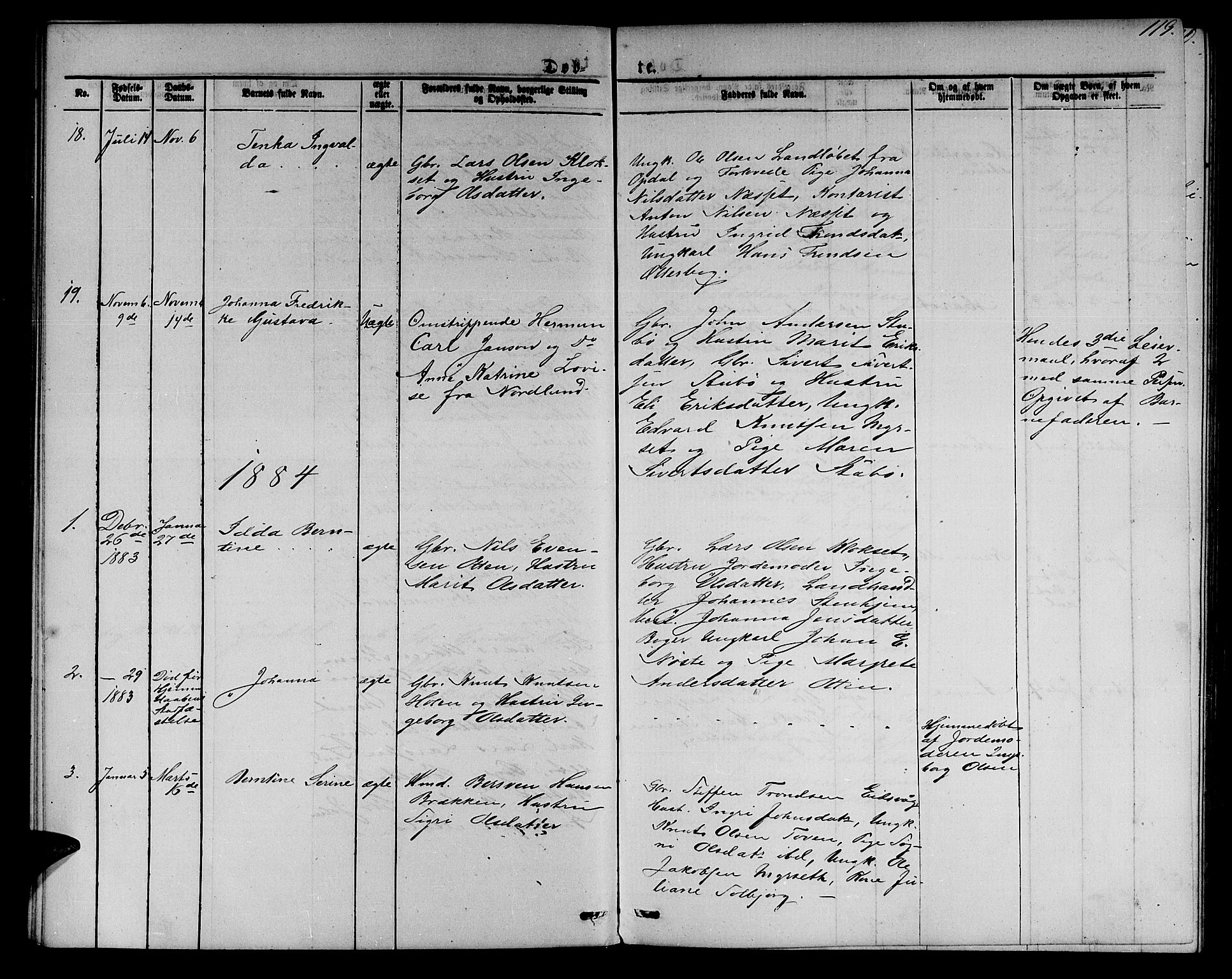 Ministerialprotokoller, klokkerbøker og fødselsregistre - Møre og Romsdal, SAT/A-1454/551/L0630: Parish register (copy) no. 551C02, 1867-1885, p. 119