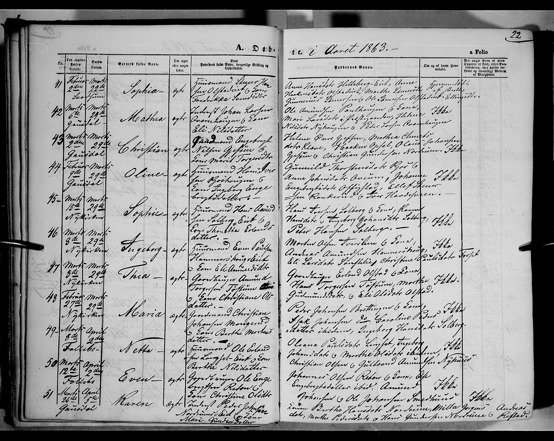 Gausdal prestekontor, AV/SAH-PREST-090/H/Ha/Haa/L0009: Parish register (official) no. 9, 1862-1873, p. 22