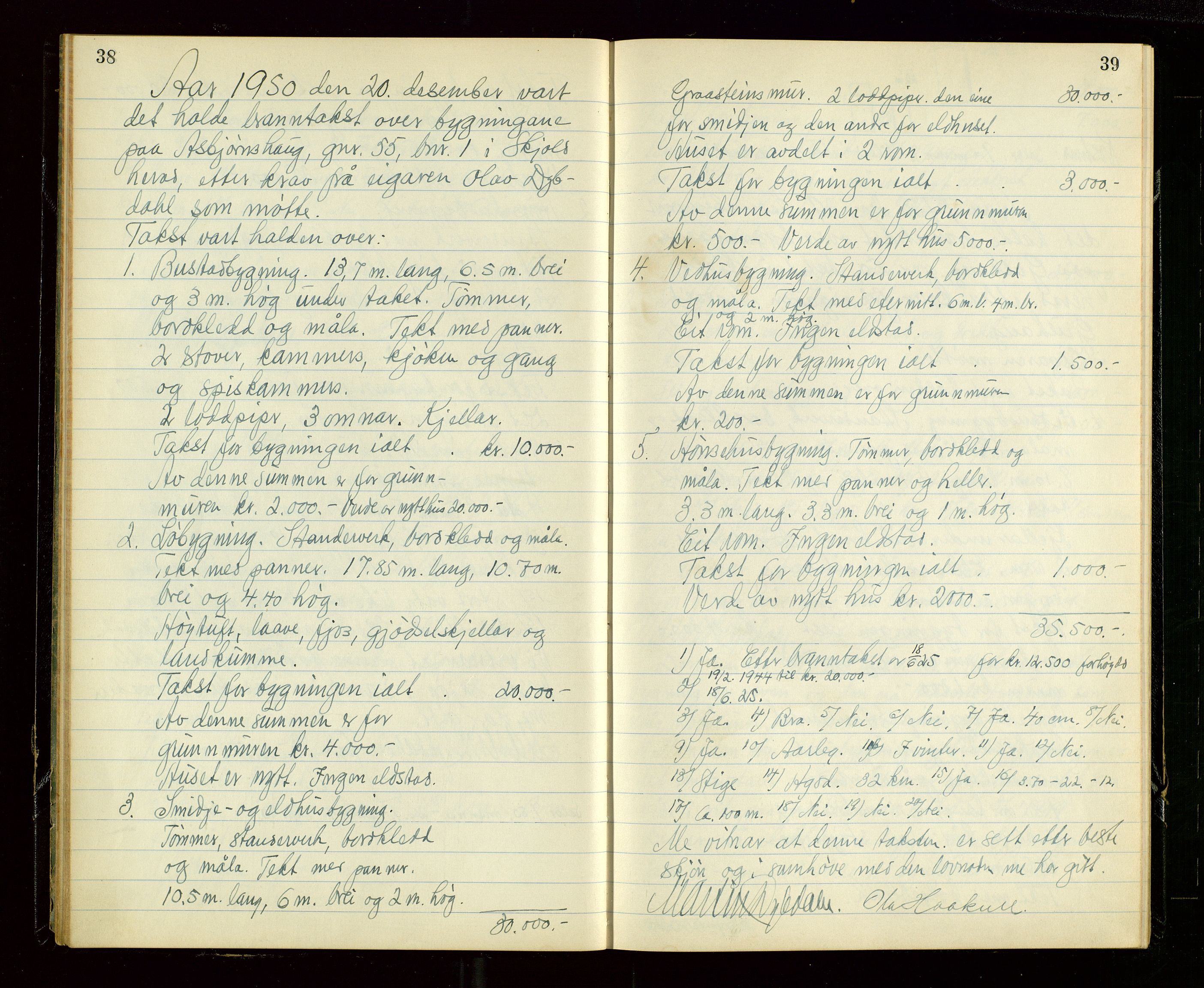 Skjold lensmannskontor, AV/SAST-A-100182/Goa/L0003: "Branntakstprotokoll for Skjold lensmannsdistrikt", 1949-1953, p. 38-39