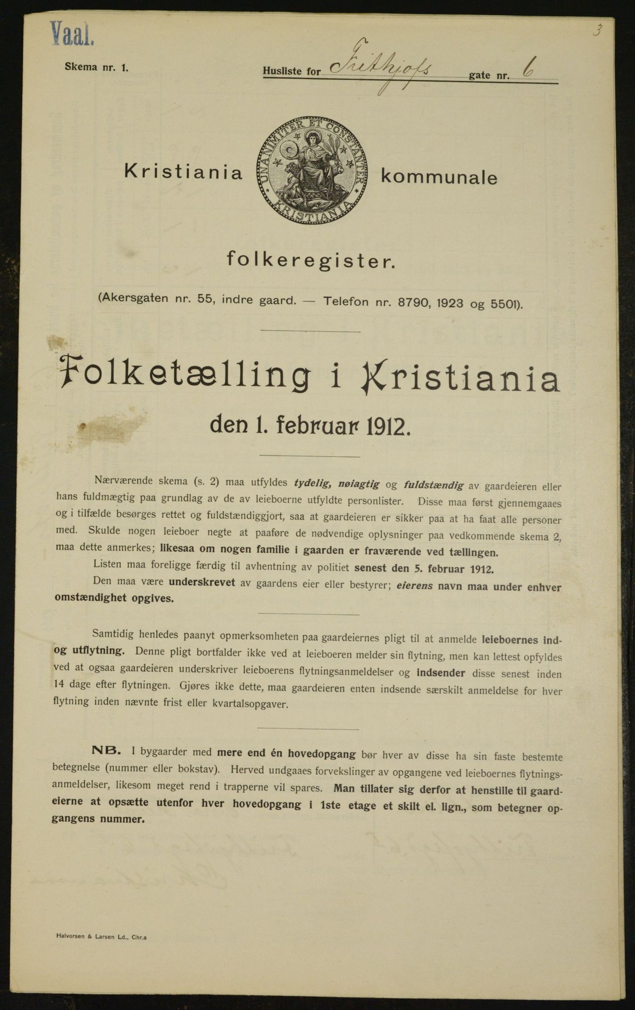 OBA, Municipal Census 1912 for Kristiania, 1912, p. 26709