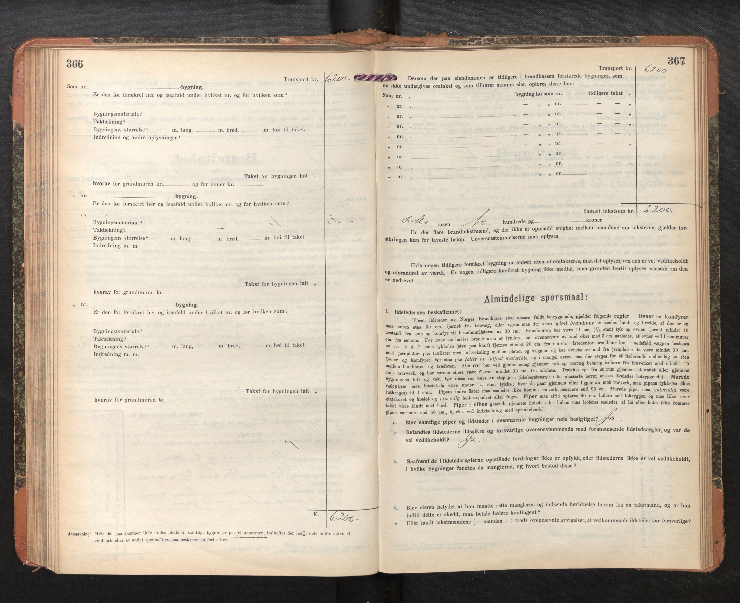 Lensmannen i Bruvik, AV/SAB-A-31301/0012/L0009: Branntakstprotokoll, skjematakst, 1918-1925, p. 366-367