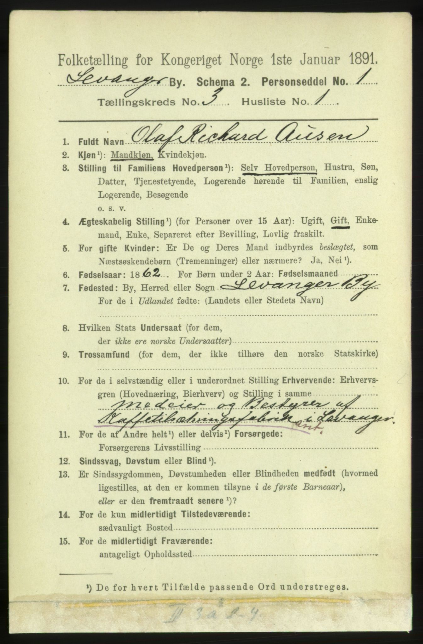 RA, 1891 census for 1701 Levanger, 1891, p. 950