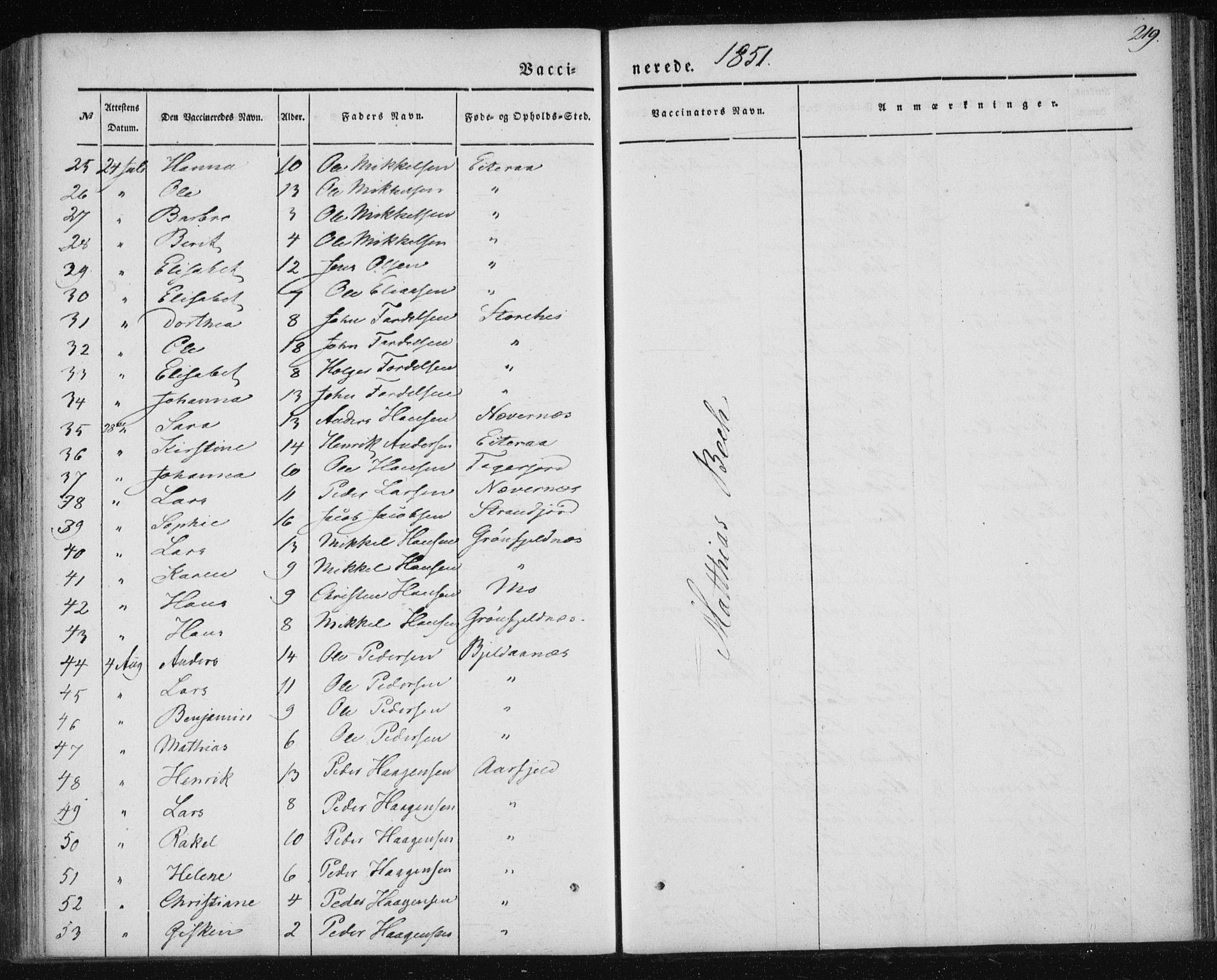 Ministerialprotokoller, klokkerbøker og fødselsregistre - Nordland, SAT/A-1459/827/L0391: Parish register (official) no. 827A03, 1842-1852, p. 219