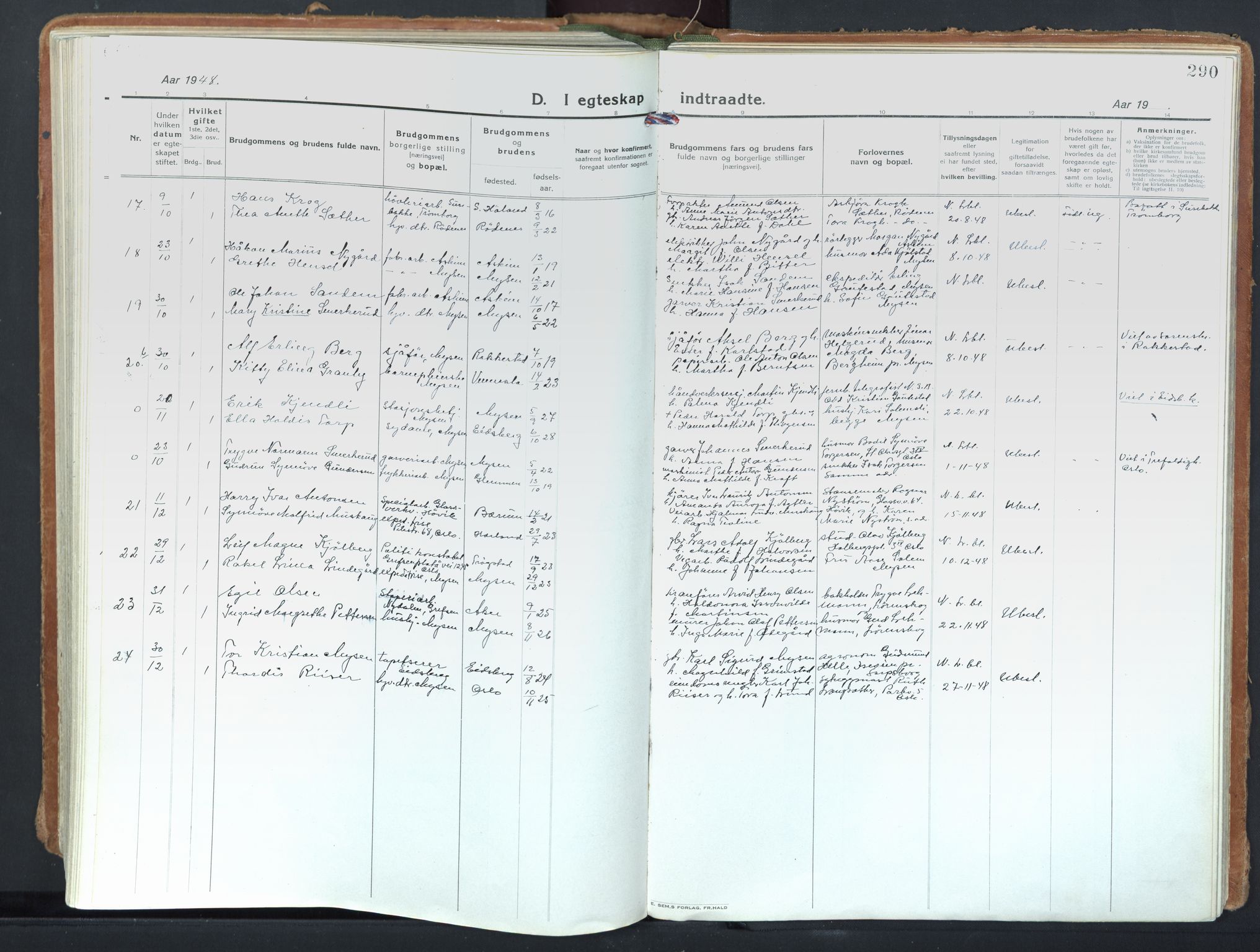 Eidsberg prestekontor Kirkebøker, SAO/A-10905/F/Fd/L0001: Parish register (official) no. IV 1, 1921-1948, p. 290