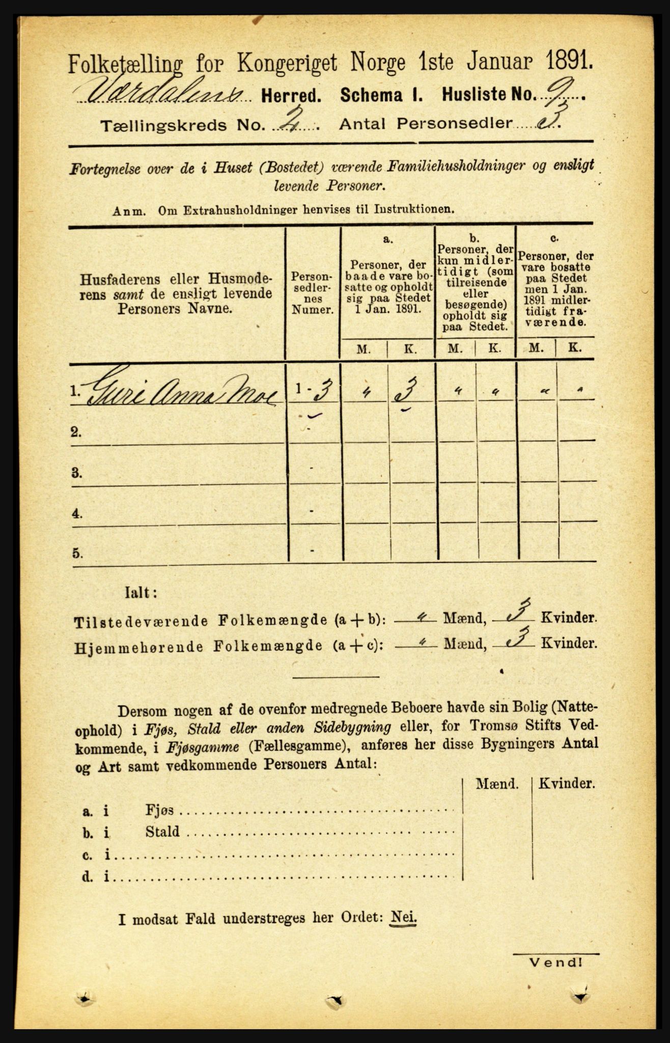 RA, 1891 census for 1721 Verdal, 1891, p. 623