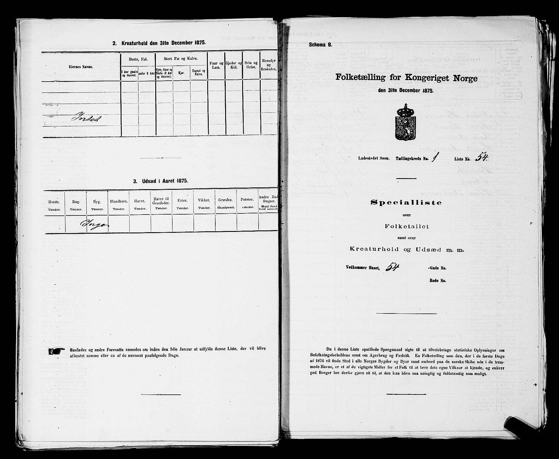 RA, 1875 census for 0201B Vestby/Son, 1875, p. 116