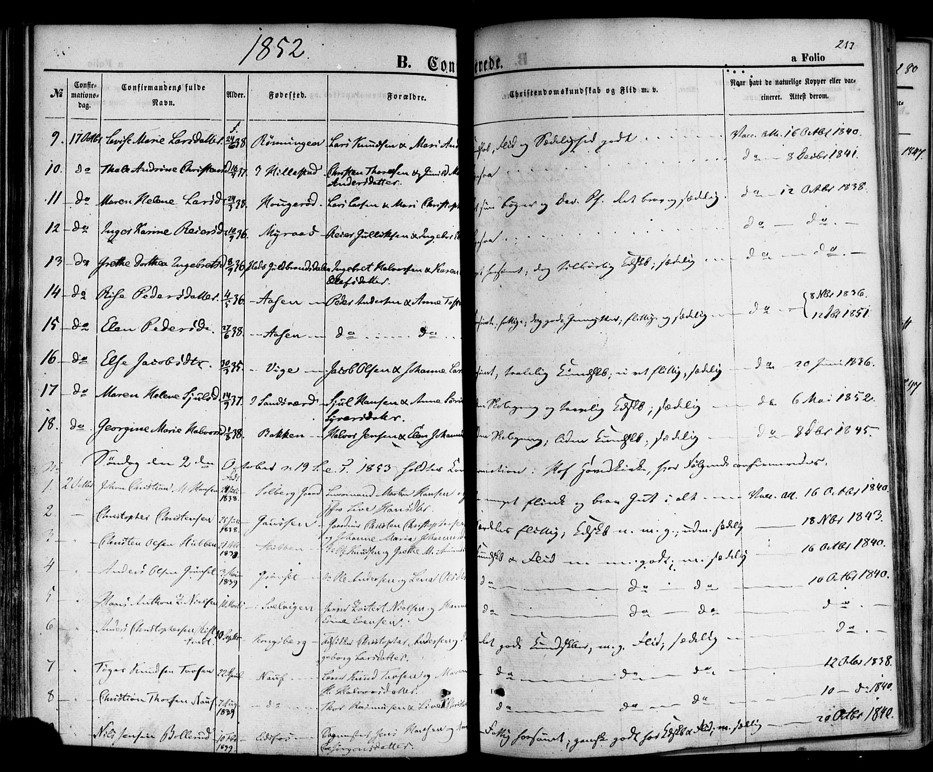 Hof kirkebøker, SAKO/A-64/F/Fa/L0006: Parish register (official) no. I 6, 1851-1877, p. 253