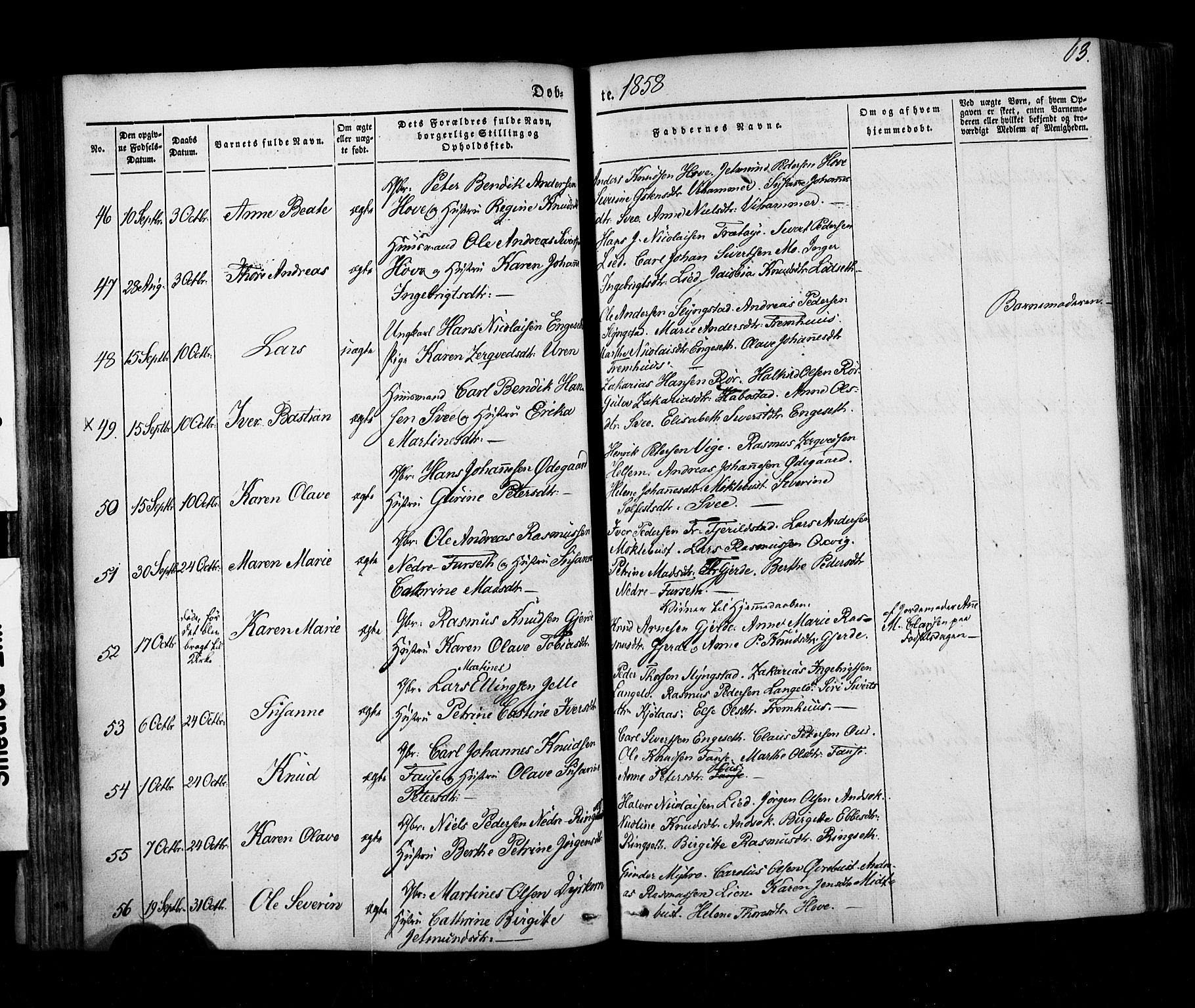 Ministerialprotokoller, klokkerbøker og fødselsregistre - Møre og Romsdal, AV/SAT-A-1454/520/L0275: Parish register (official) no. 520A05, 1844-1881, p. 63