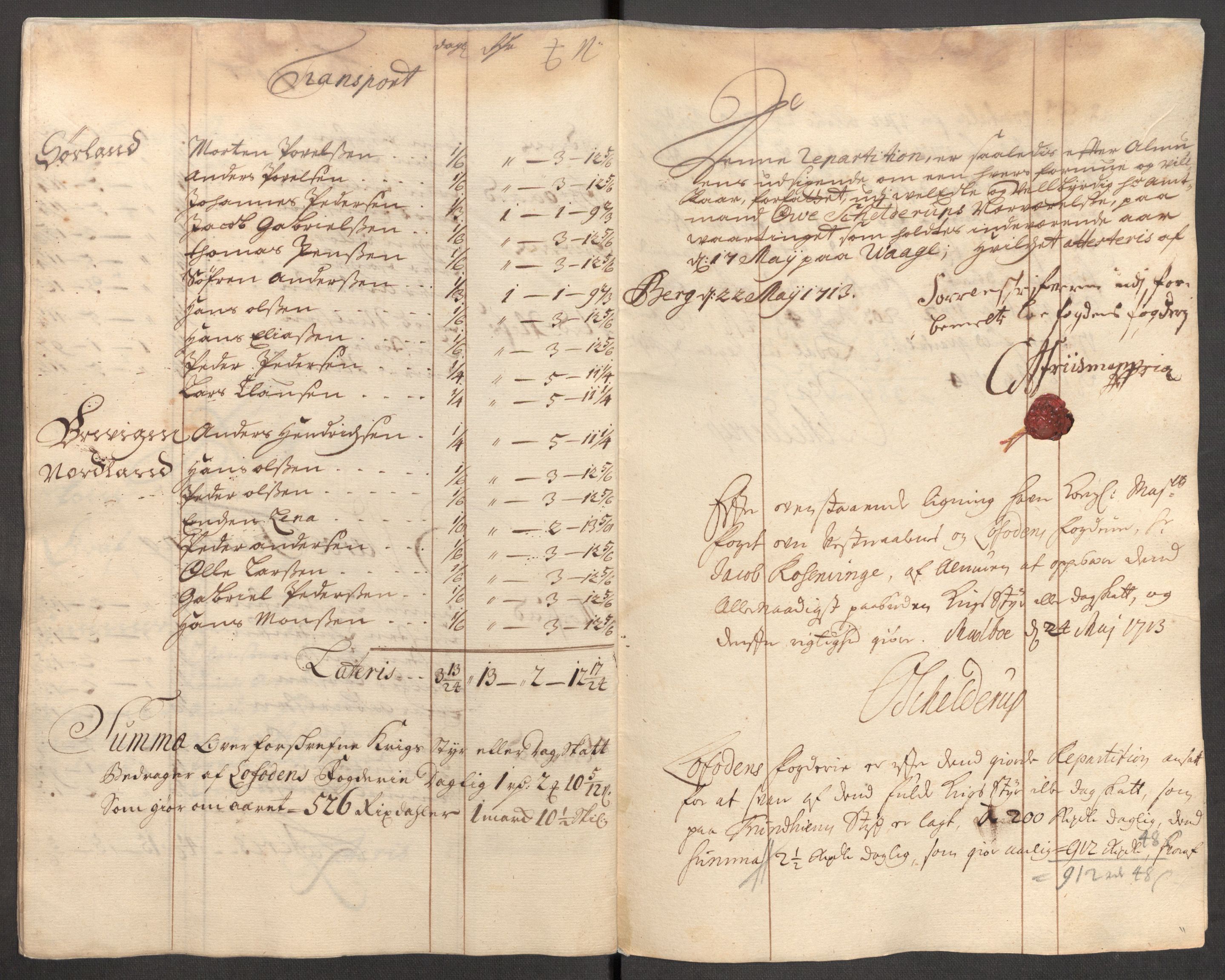 Rentekammeret inntil 1814, Reviderte regnskaper, Fogderegnskap, AV/RA-EA-4092/R67/L4679: Fogderegnskap Vesterålen, Andenes og Lofoten, 1711-1713, p. 193