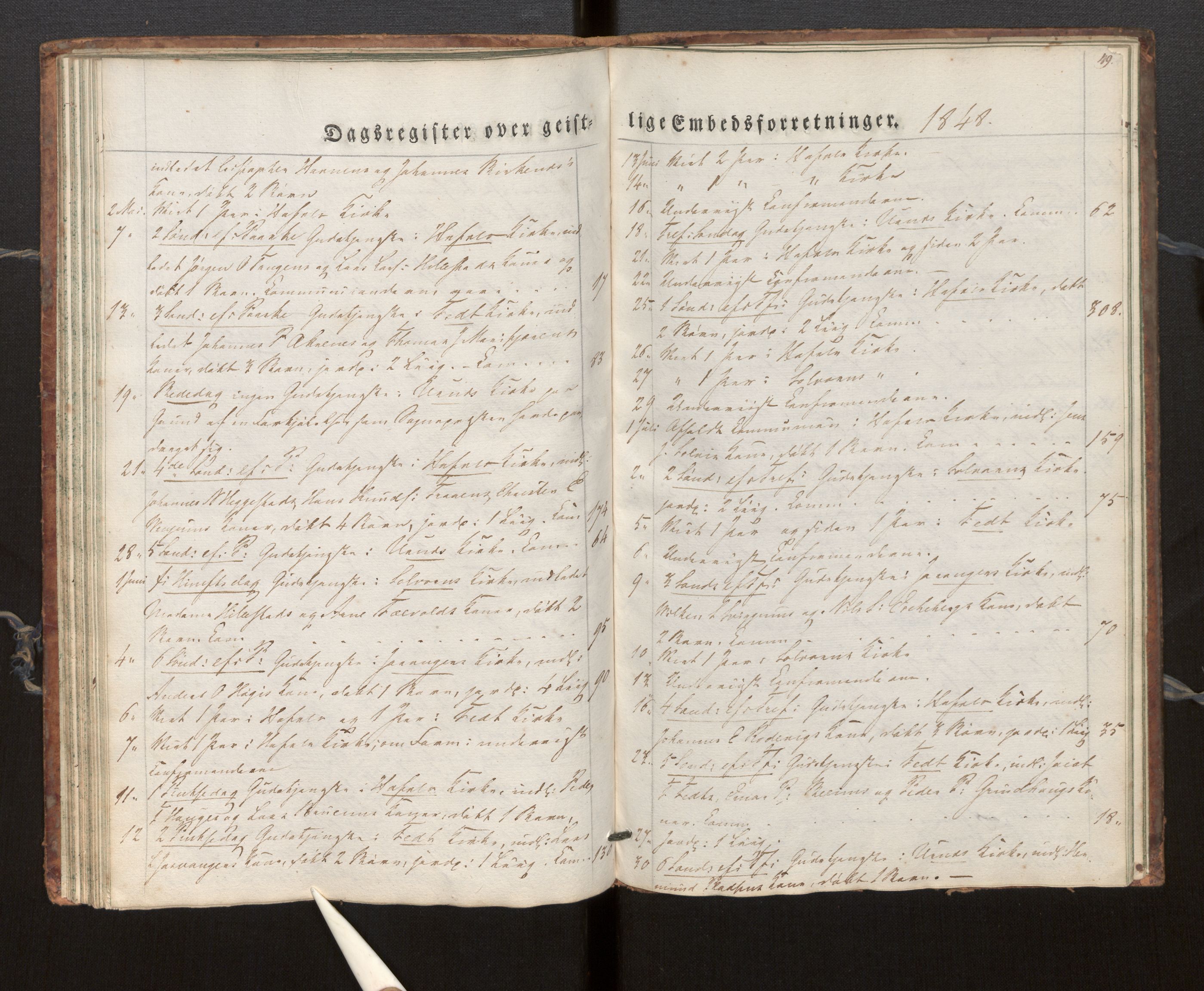 Hafslo sokneprestembete, SAB/A-80301/H/Haa/Haaf/L0001: Diary records no. F 1, 1834-1854, p. 49