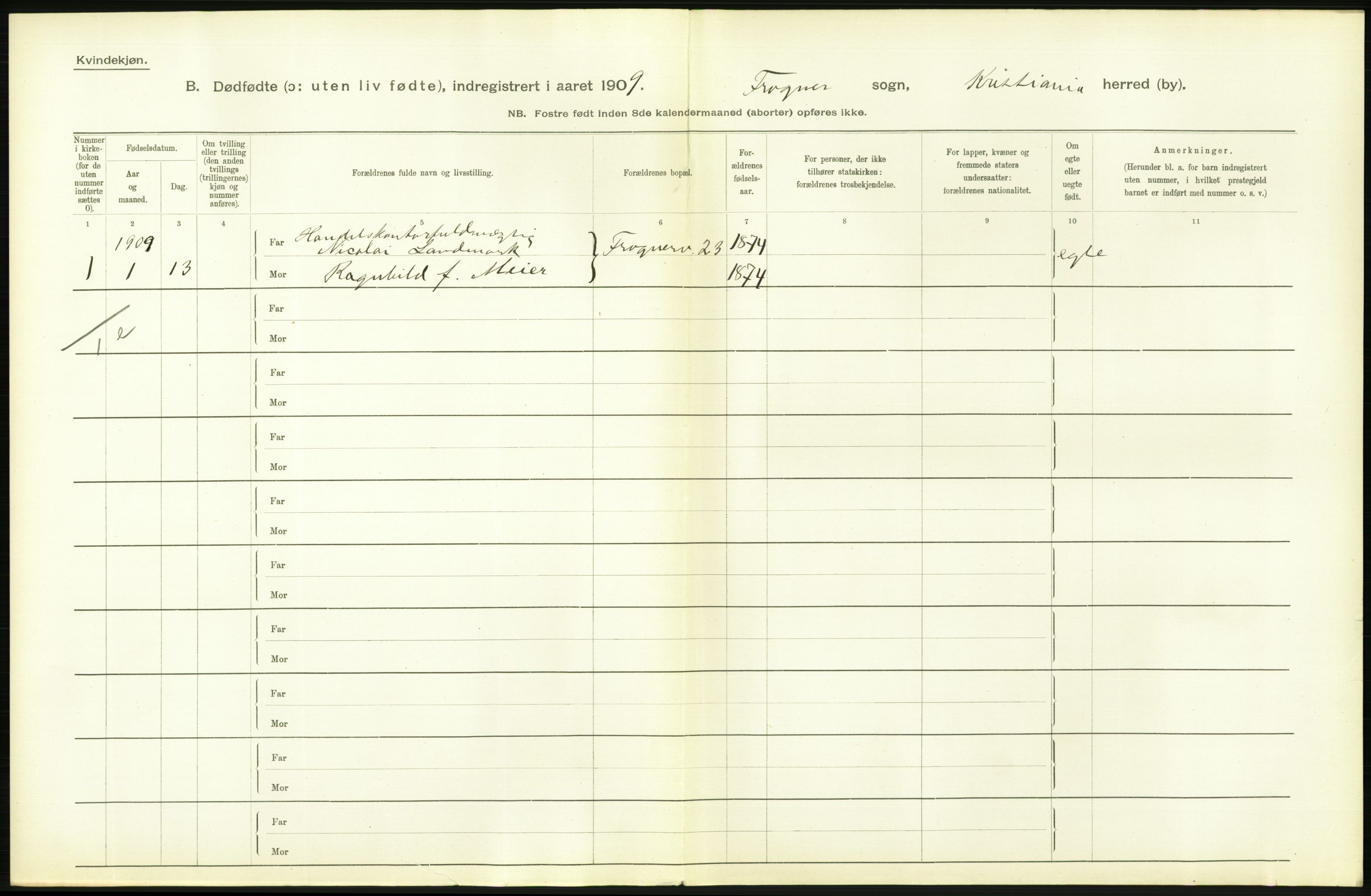 Statistisk sentralbyrå, Sosiodemografiske emner, Befolkning, RA/S-2228/D/Df/Dfa/Dfag/L0010: Kristiania: Døde, dødfødte., 1909, p. 588