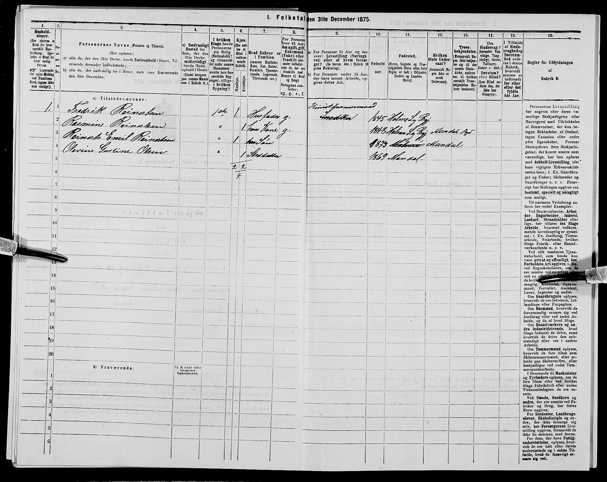 SAK, 1875 census for 1002B Mandal/Mandal, 1875, p. 878