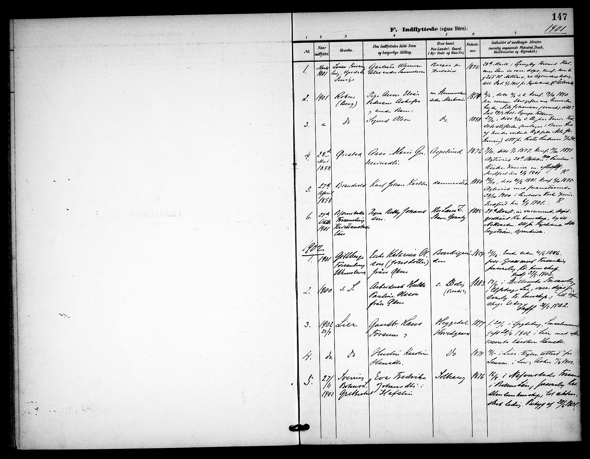 Asker prestekontor Kirkebøker, SAO/A-10256a/F/Fa/L0016: Parish register (official) no. I 16, 1900-1917, p. 147