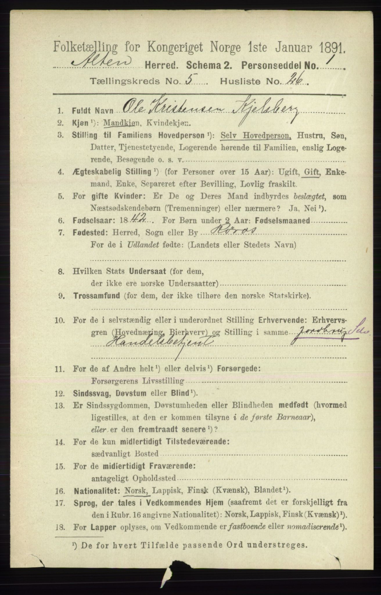 RA, 1891 census for 2012 Alta, 1891, p. 1798