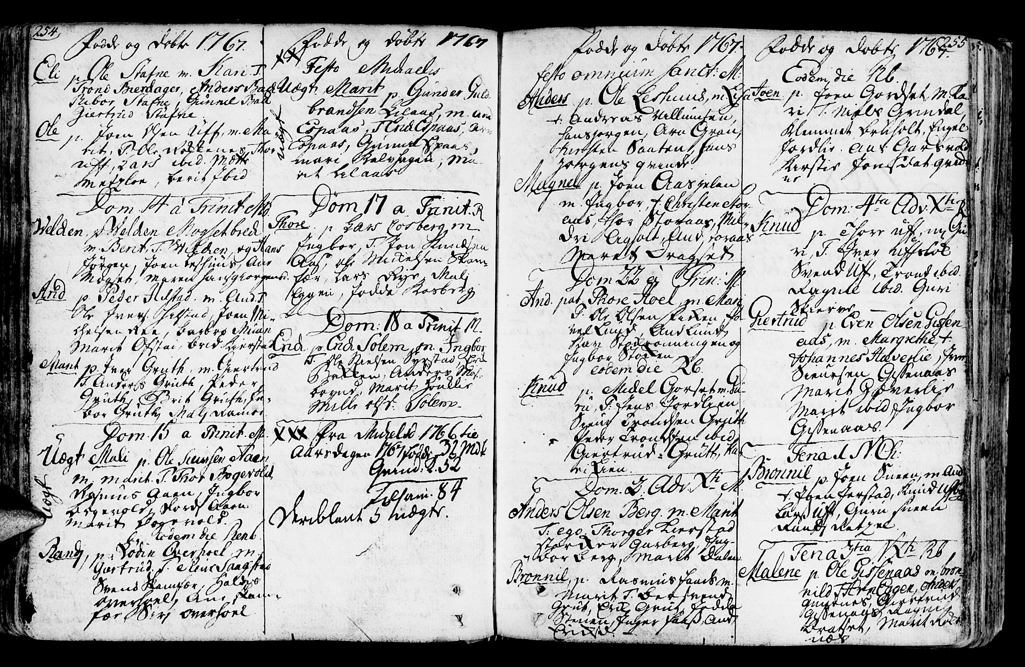 Ministerialprotokoller, klokkerbøker og fødselsregistre - Sør-Trøndelag, SAT/A-1456/672/L0851: Parish register (official) no. 672A04, 1751-1775, p. 254-255