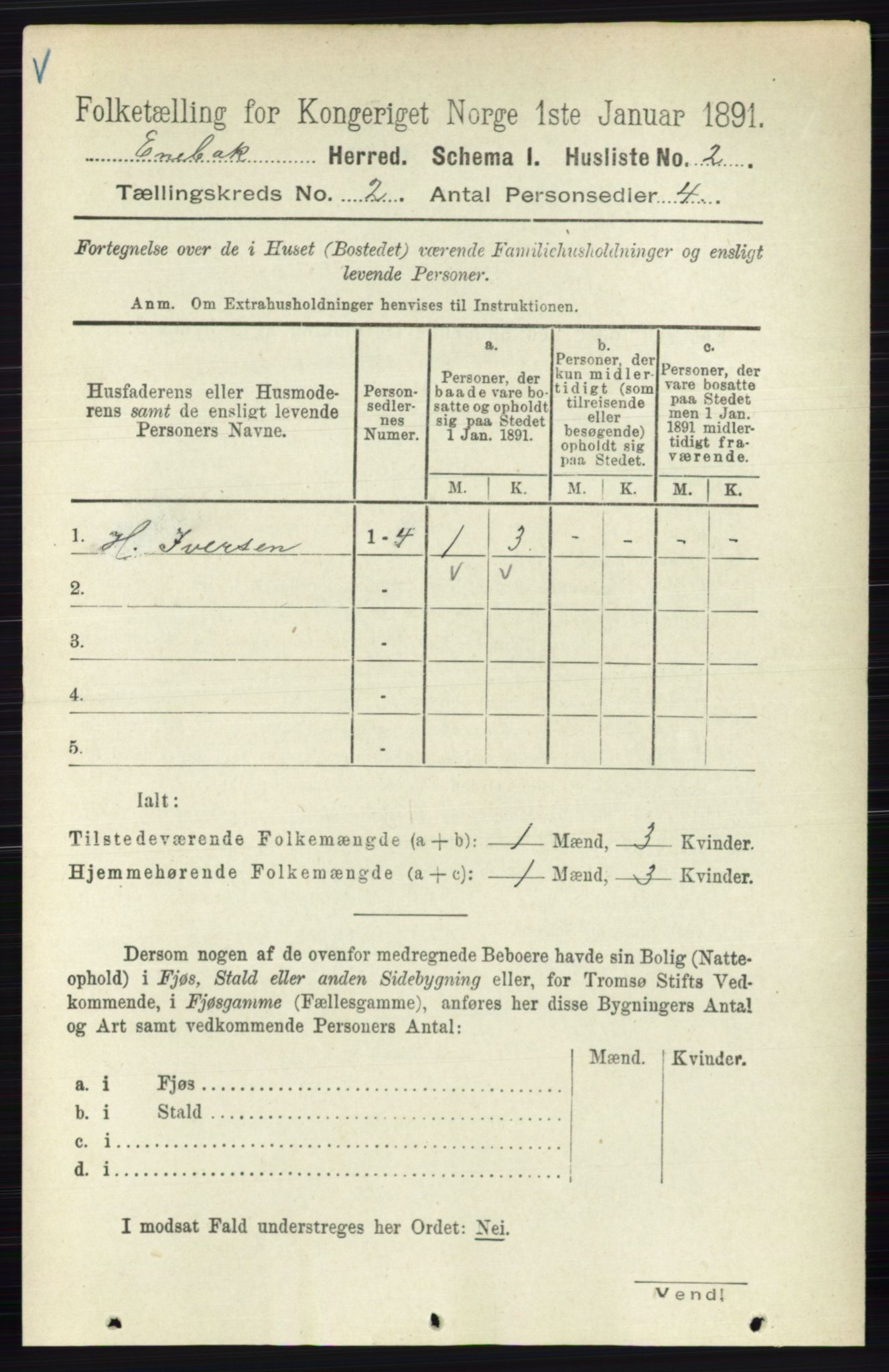 RA, 1891 census for 0229 Enebakk, 1891, p. 705