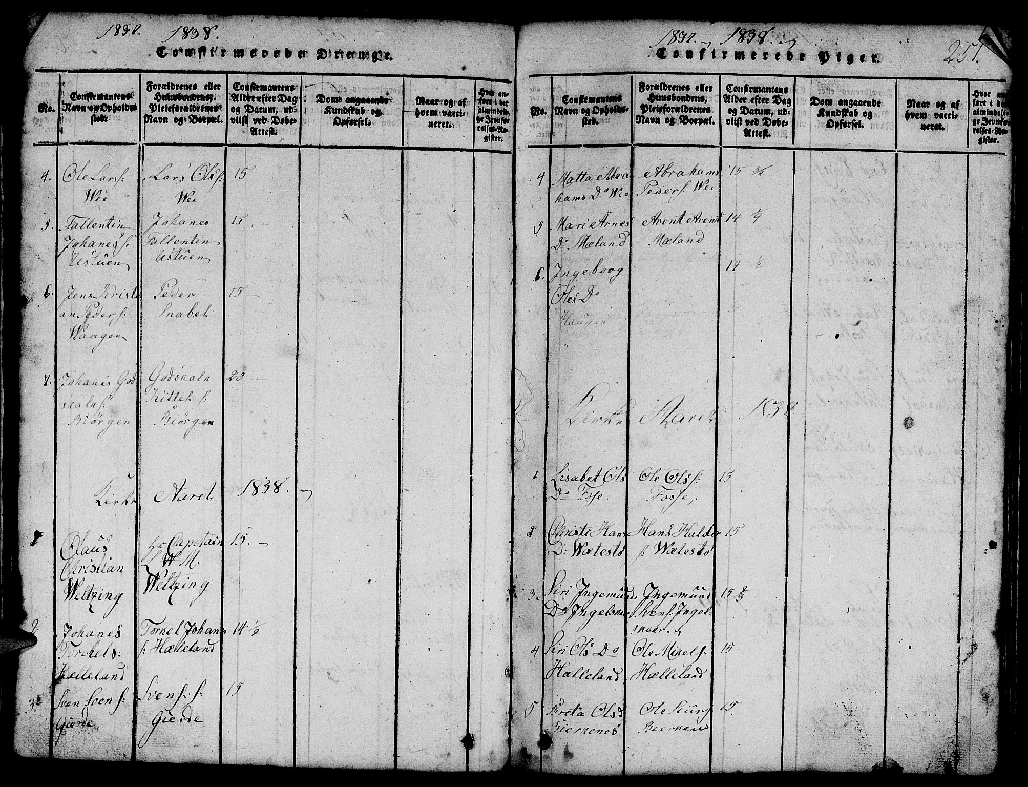 Etne sokneprestembete, SAB/A-75001/H/Hab: Parish register (copy) no. B 1, 1815-1850, p. 251