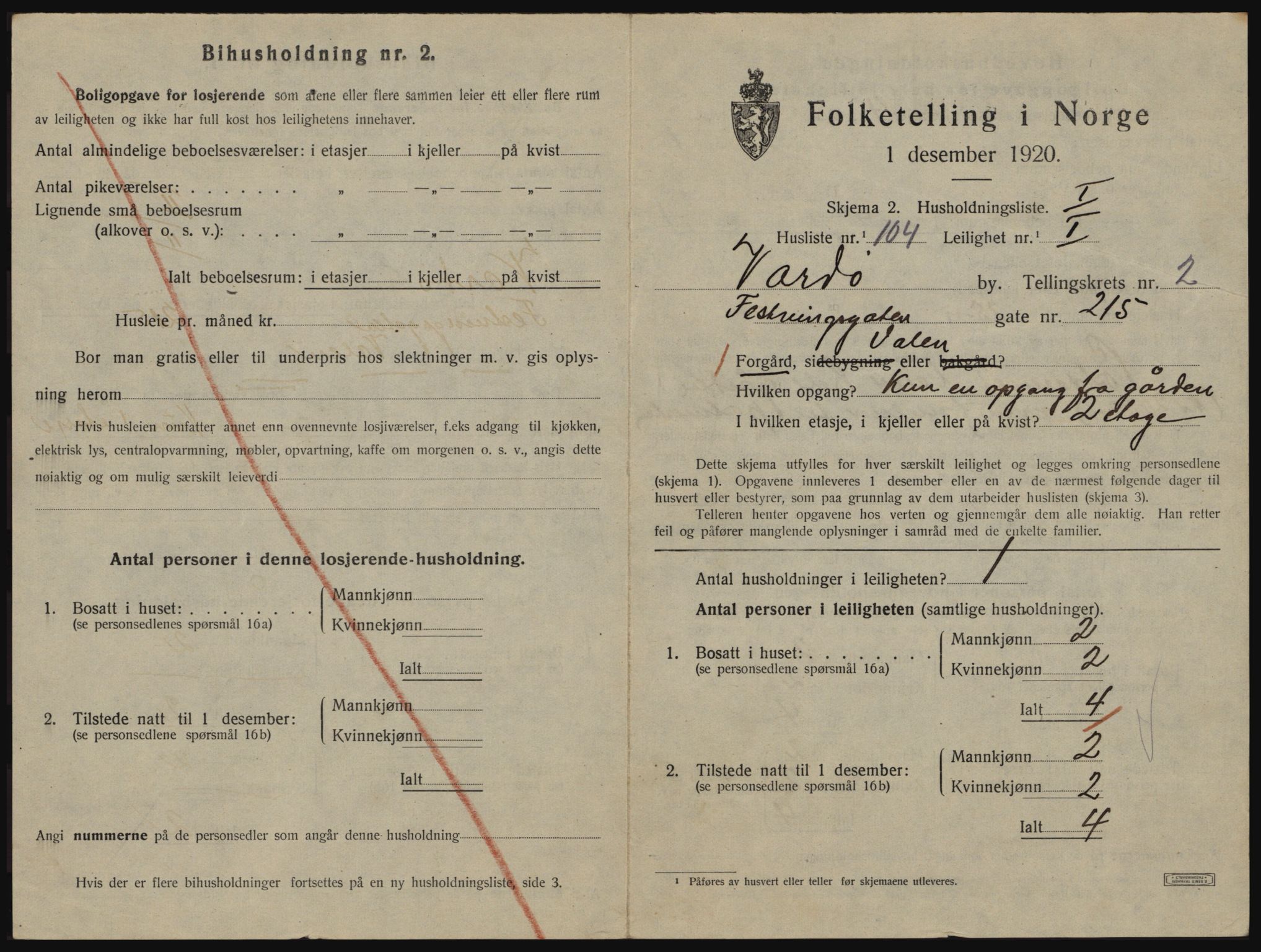 SATØ, 1920 census for Vardø, 1920, p. 2131