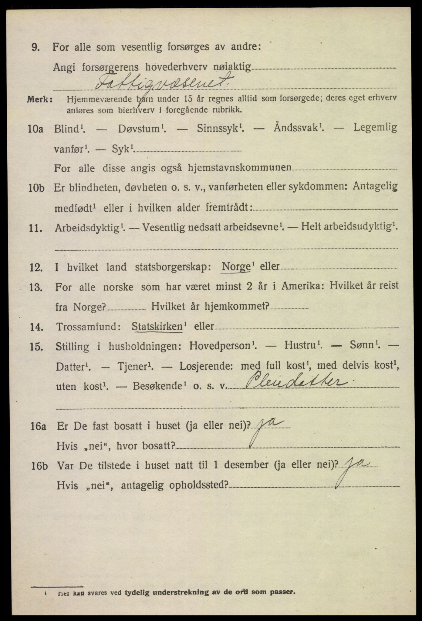 SAK, 1920 census for Oddernes, 1920, p. 7980