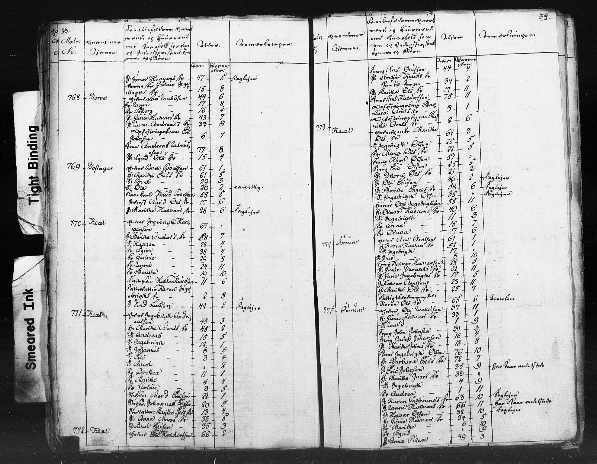 SAT, Census 1815 for Oppdal, 1815, p. 38-39