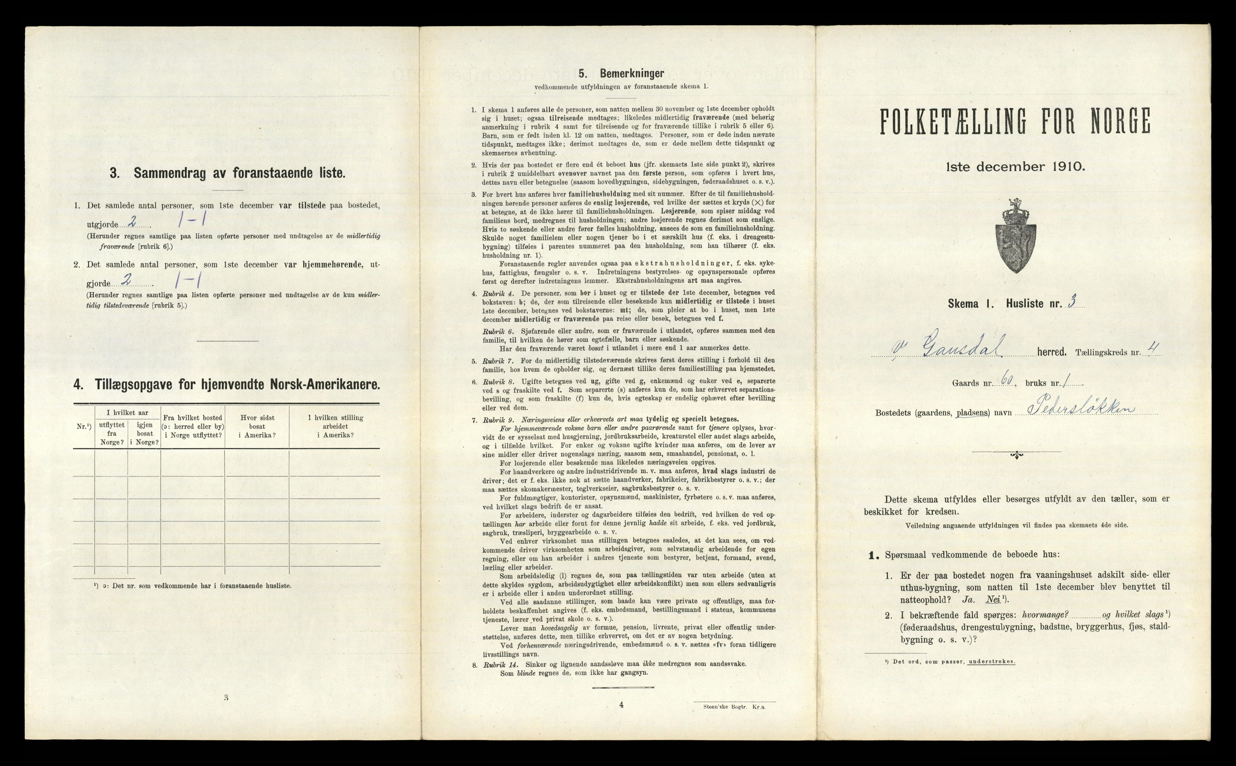 RA, 1910 census for Vestre Gausdal, 1910, p. 531