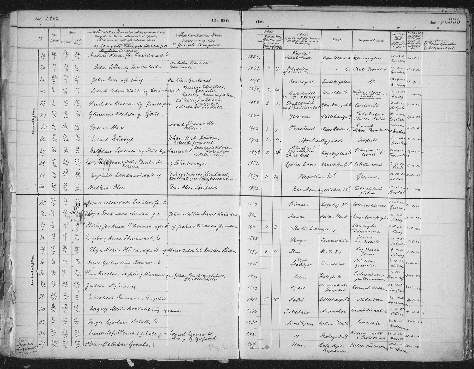 Ministerialprotokoller, klokkerbøker og fødselsregistre - Sør-Trøndelag, AV/SAT-A-1456/603/L0167: Parish register (official) no. 603A06, 1896-1932, p. 335