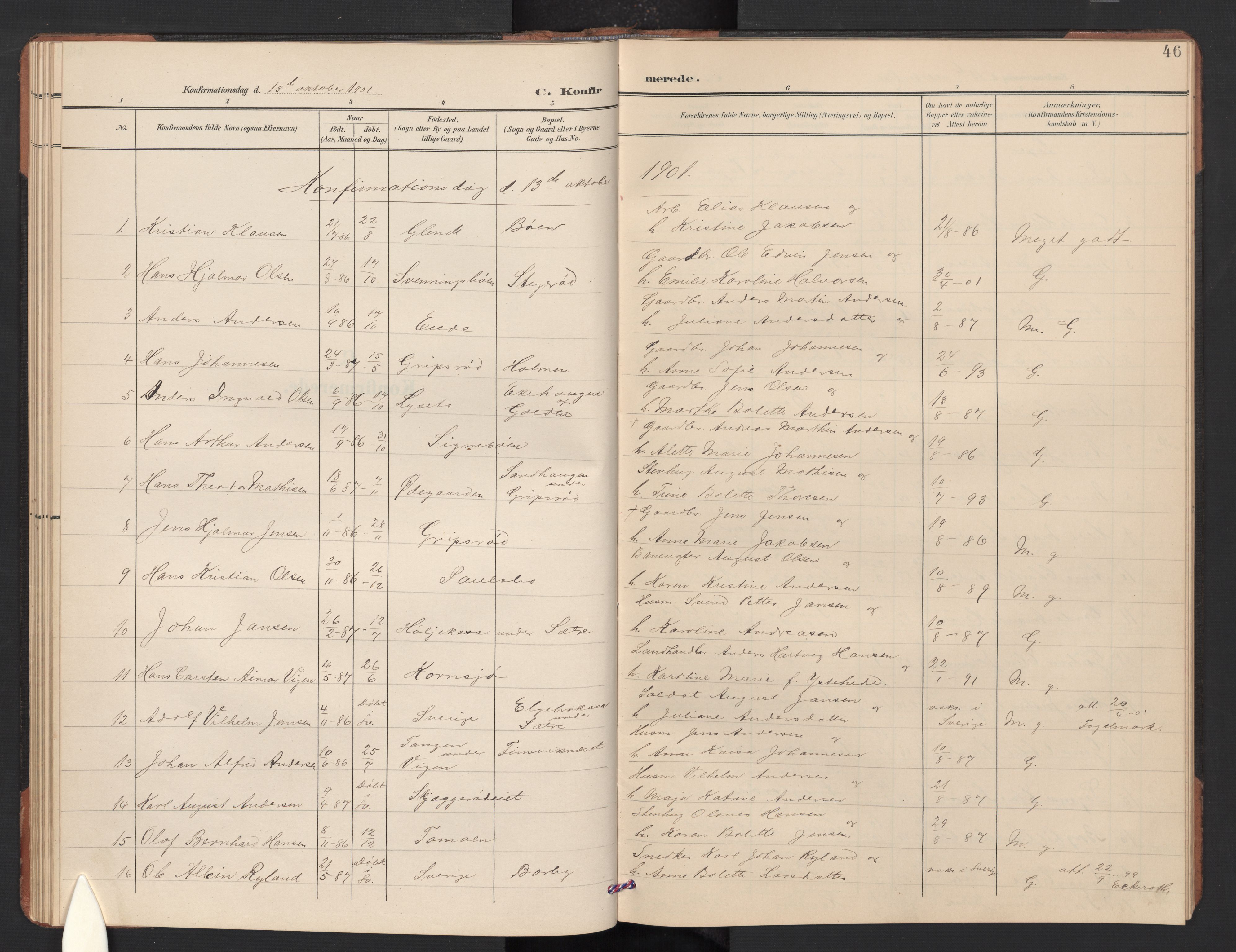 Idd prestekontor Kirkebøker, SAO/A-10911/G/Gc/L0001: Parish register (copy) no. III 1, 1901-1910, p. 46