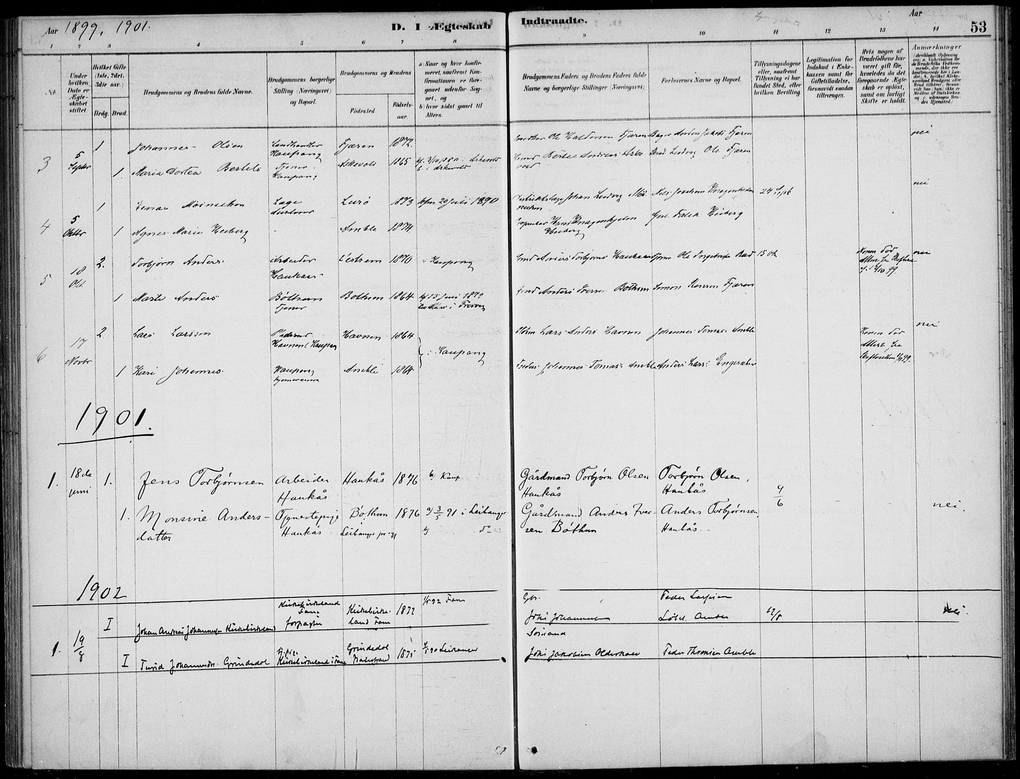 Sogndal sokneprestembete, SAB/A-81301/H/Haa/Haad/L0001: Parish register (official) no. D  1, 1878-1907, p. 53