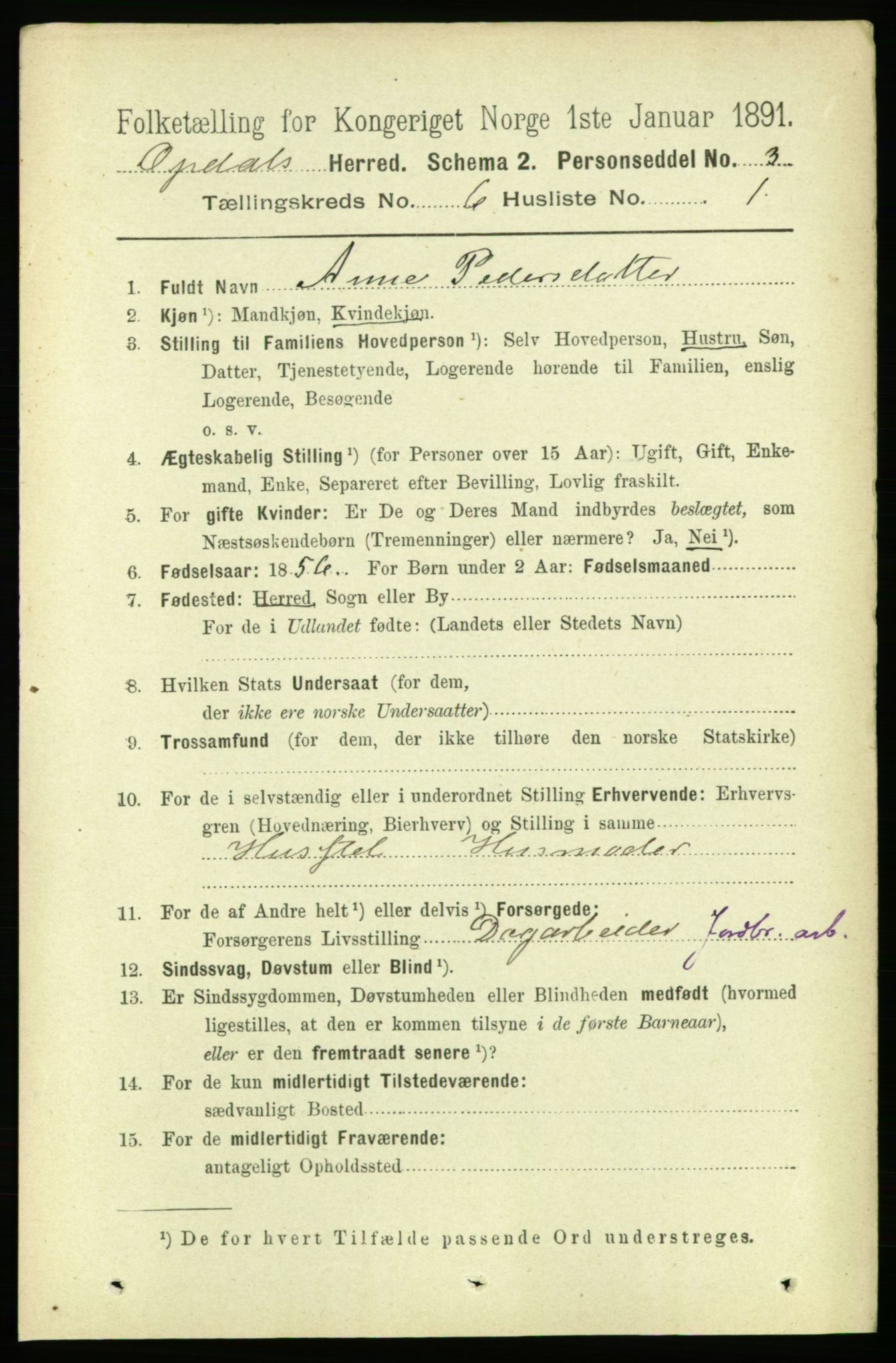 RA, 1891 census for 1634 Oppdal, 1891, p. 2782