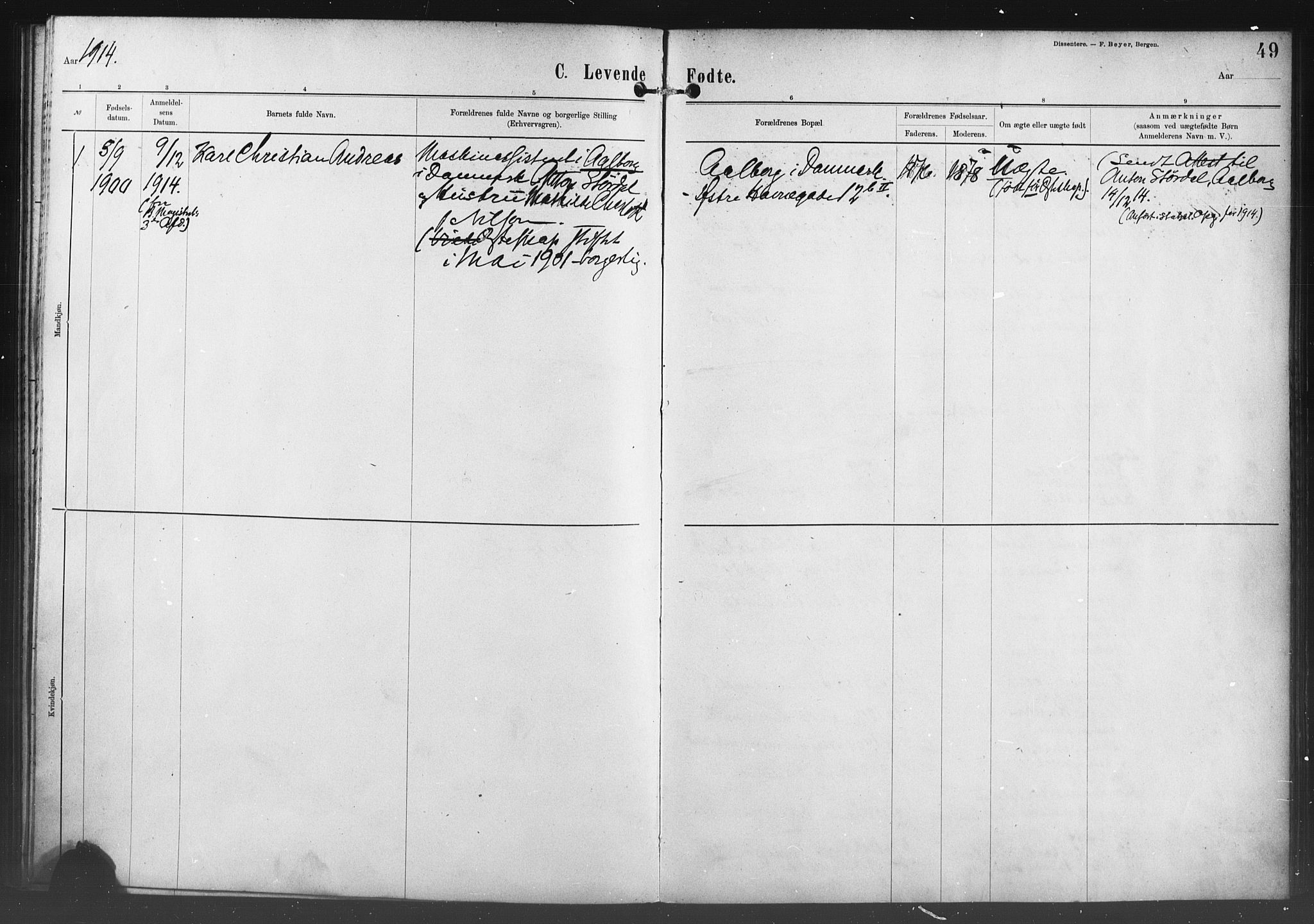 Nykirken Sokneprestembete, AV/SAB-A-77101/H/Haa/L0054: Parish register (official) no. H 3, 1897-1943, p. 49