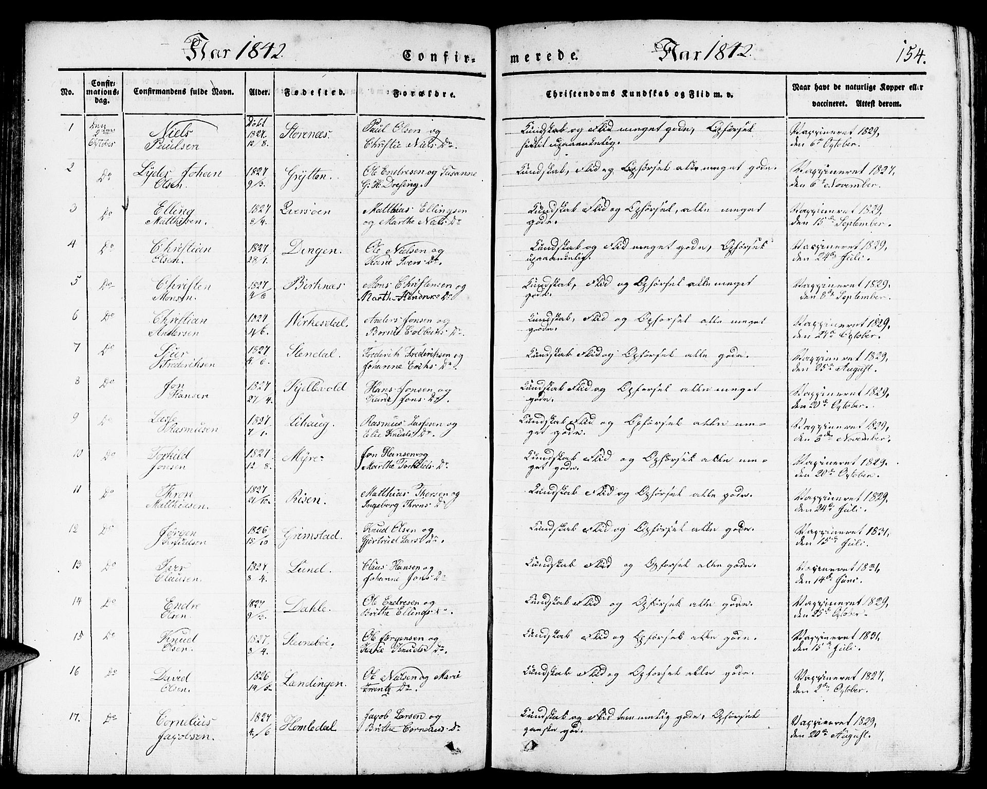 Gulen sokneprestembete, AV/SAB-A-80201/H/Haa/Haaa/L0020: Parish register (official) no. A 20, 1837-1847, p. 154