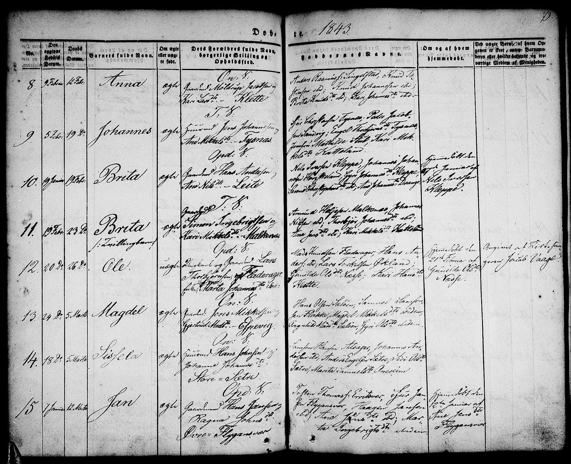 Tysnes sokneprestembete, AV/SAB-A-78601/H/Haa: Parish register (official) no. A 9, 1837-1848, p. 79