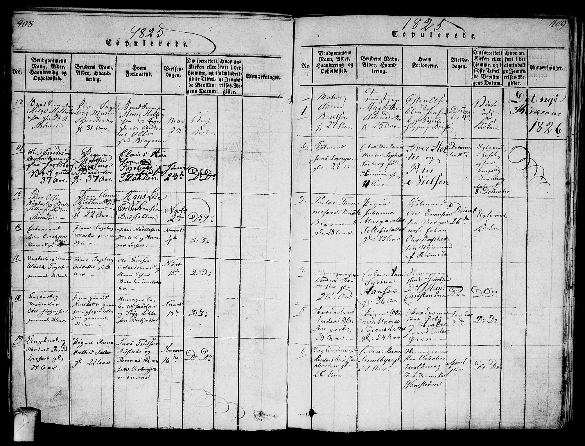 Strømsø kirkebøker, SAKO/A-246/G/Ga/L0001: Parish register (copy) no. 1, 1815-1829, p. 408-409