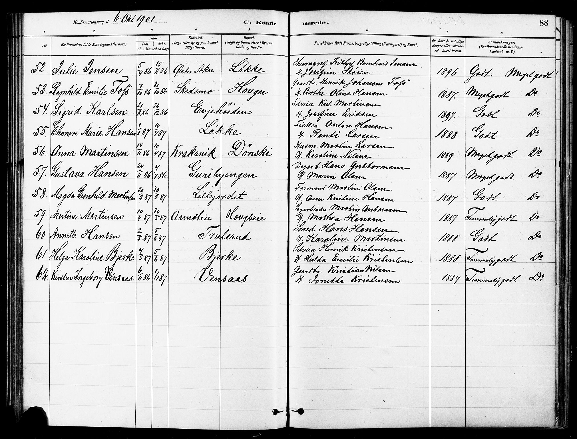 Asker prestekontor Kirkebøker, AV/SAO-A-10256a/F/Fb/L0002: Parish register (official) no. II 2, 1879-1921, p. 88