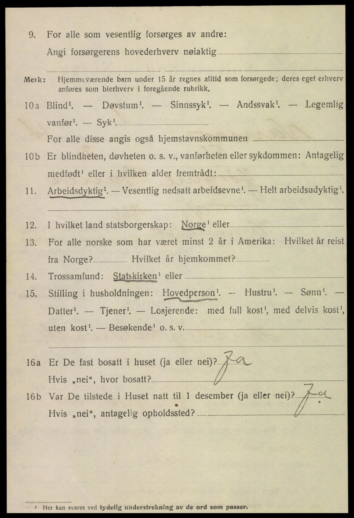 SAT, 1920 census for Namsos, 1920, p. 5642