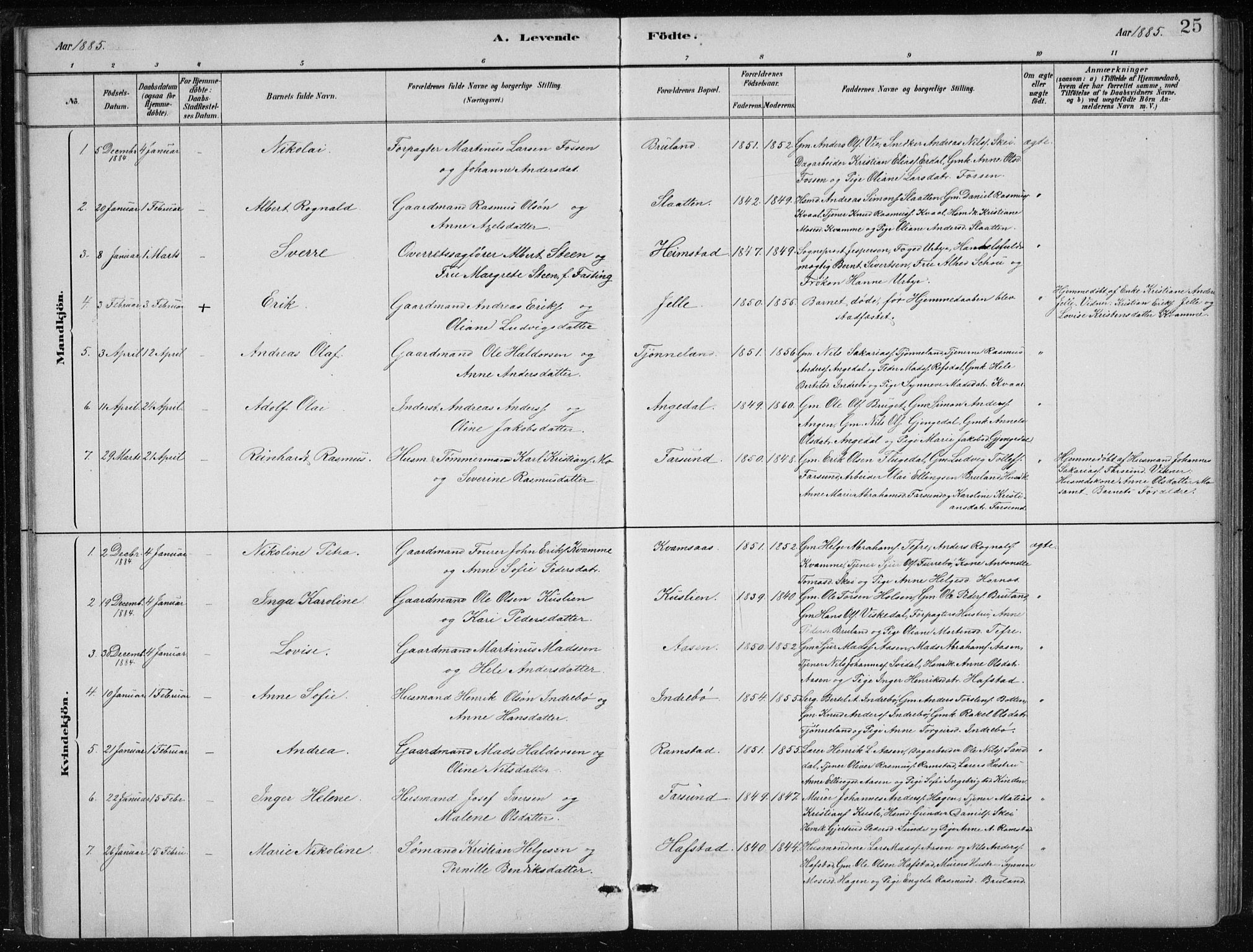 Førde sokneprestembete, SAB/A-79901/H/Hab/Haba/L0002: Parish register (copy) no. A 2, 1881-1898, p. 25