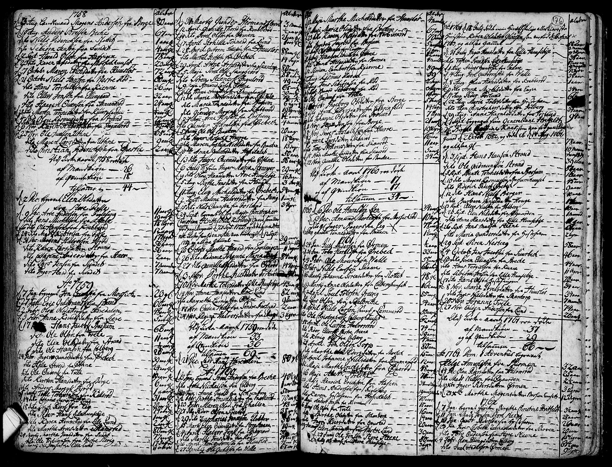 Onsøy prestekontor Kirkebøker, SAO/A-10914/F/Fa/L0001: Parish register (official) no. I 1, 1733-1814, p. 176