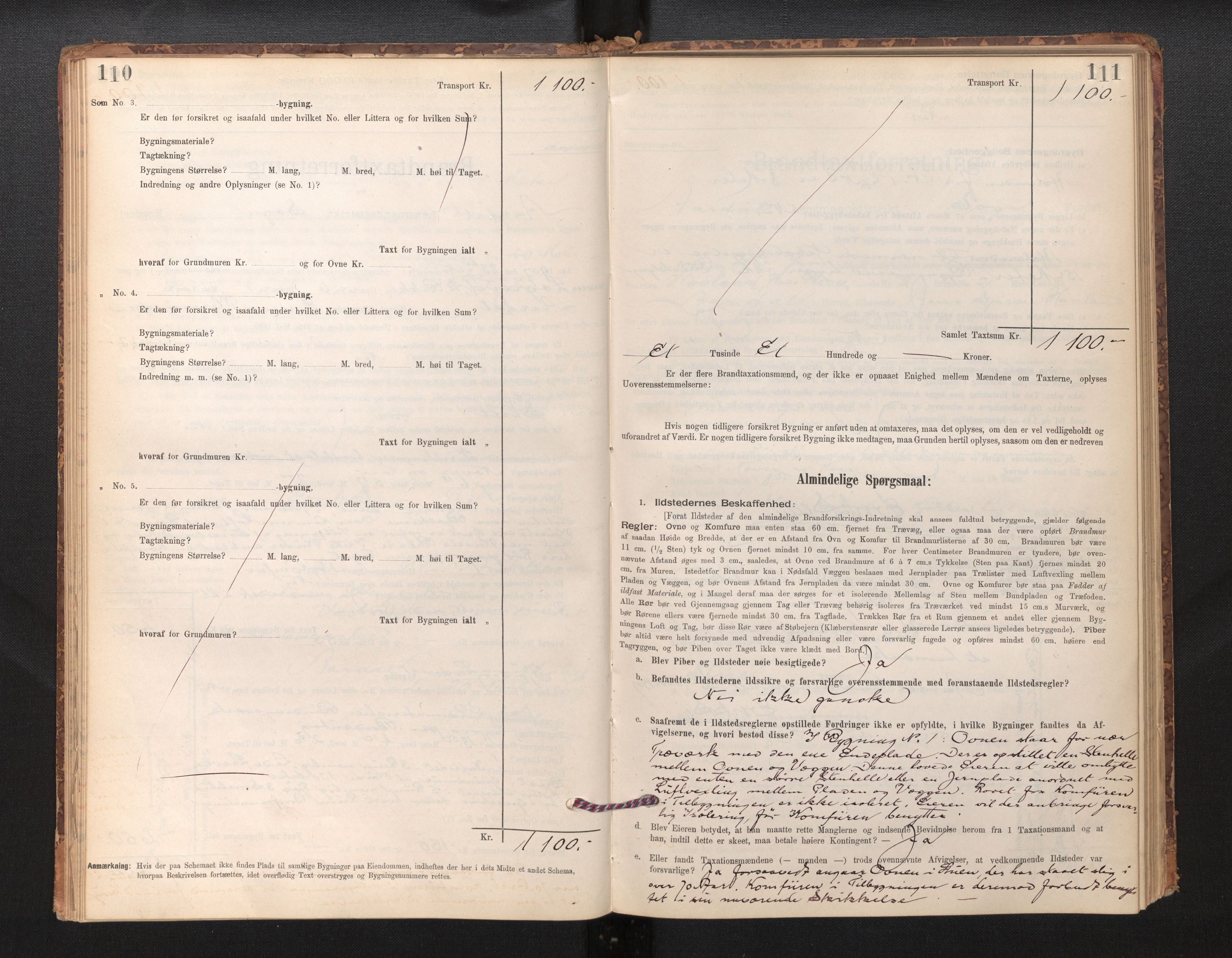 Lensmannen i Årdal, AV/SAB-A-30501/0012/L0008: Branntakstprotokoll, skjematakst, 1895-1915, p. 110-111