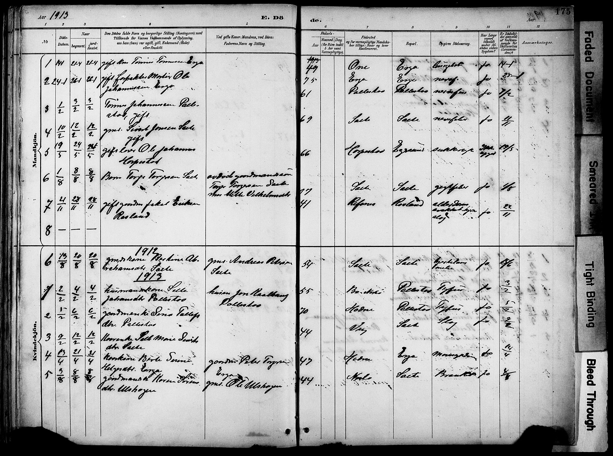 Klepp sokneprestkontor, SAST/A-101803/001/3/30BB/L0005: Parish register (copy) no. B 5, 1889-1918, p. 175
