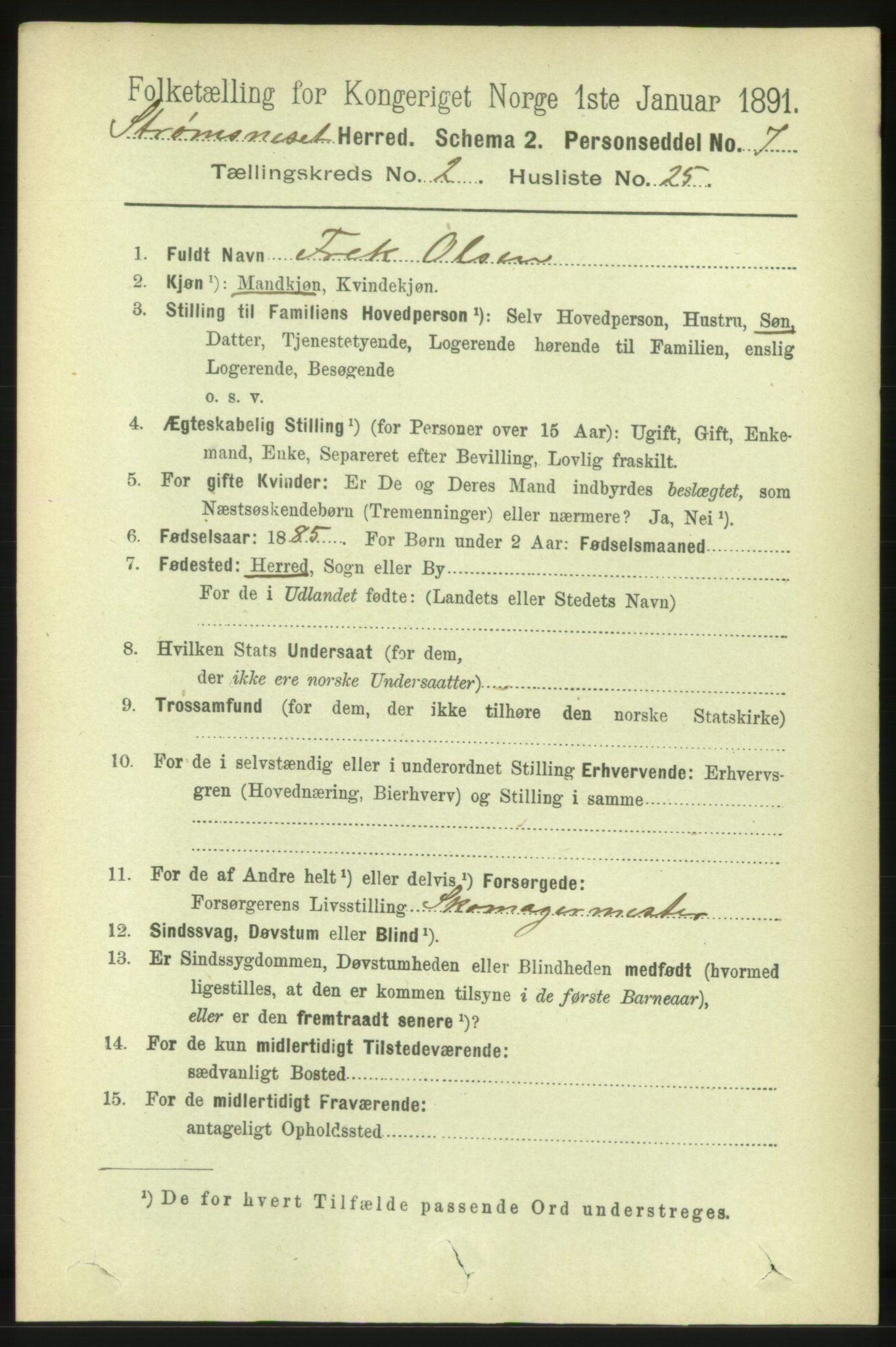 RA, 1891 census for 1559 Straumsnes, 1891, p. 414