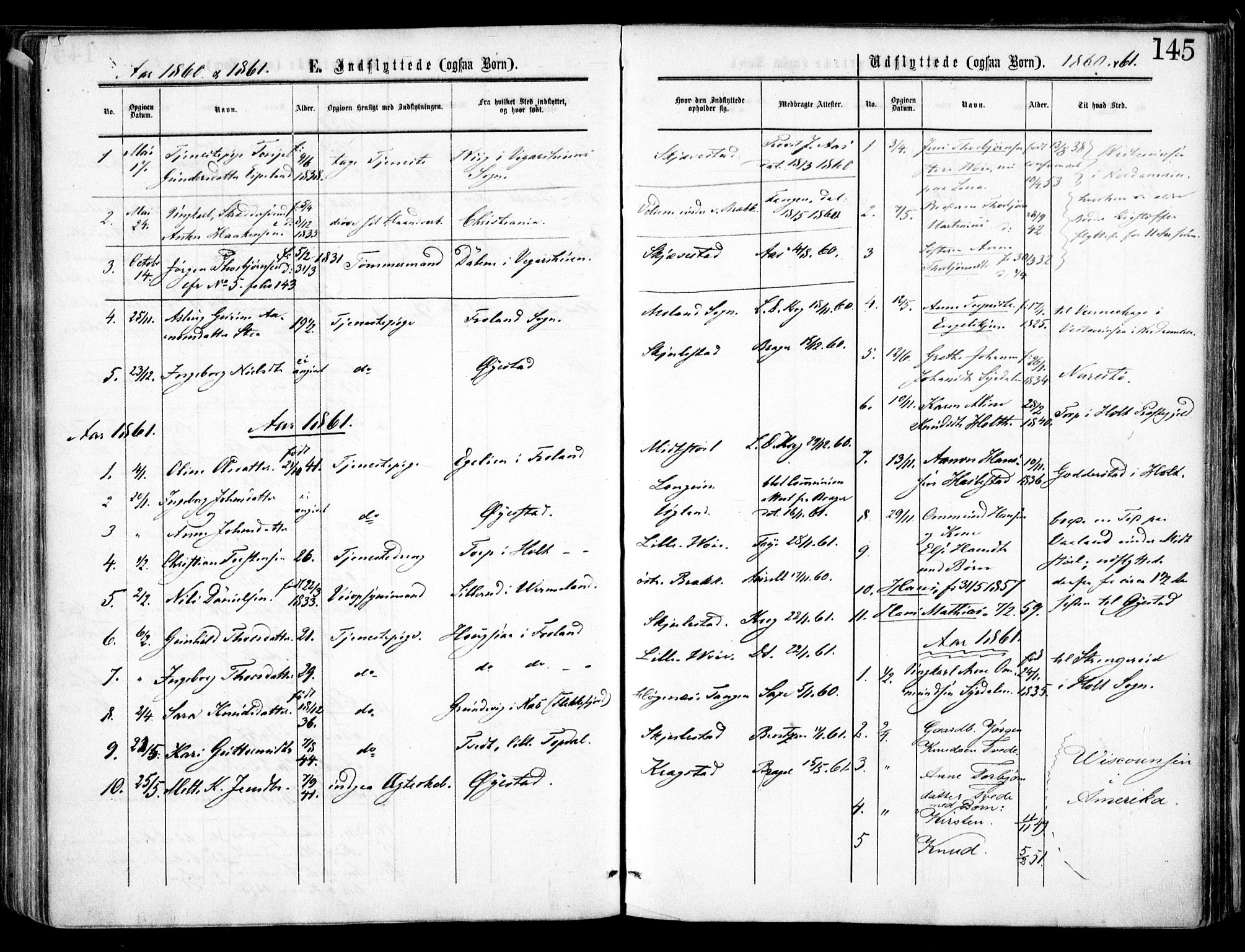 Austre Moland sokneprestkontor, AV/SAK-1111-0001/F/Fa/Faa/L0008: Parish register (official) no. A 8, 1858-1868, p. 145