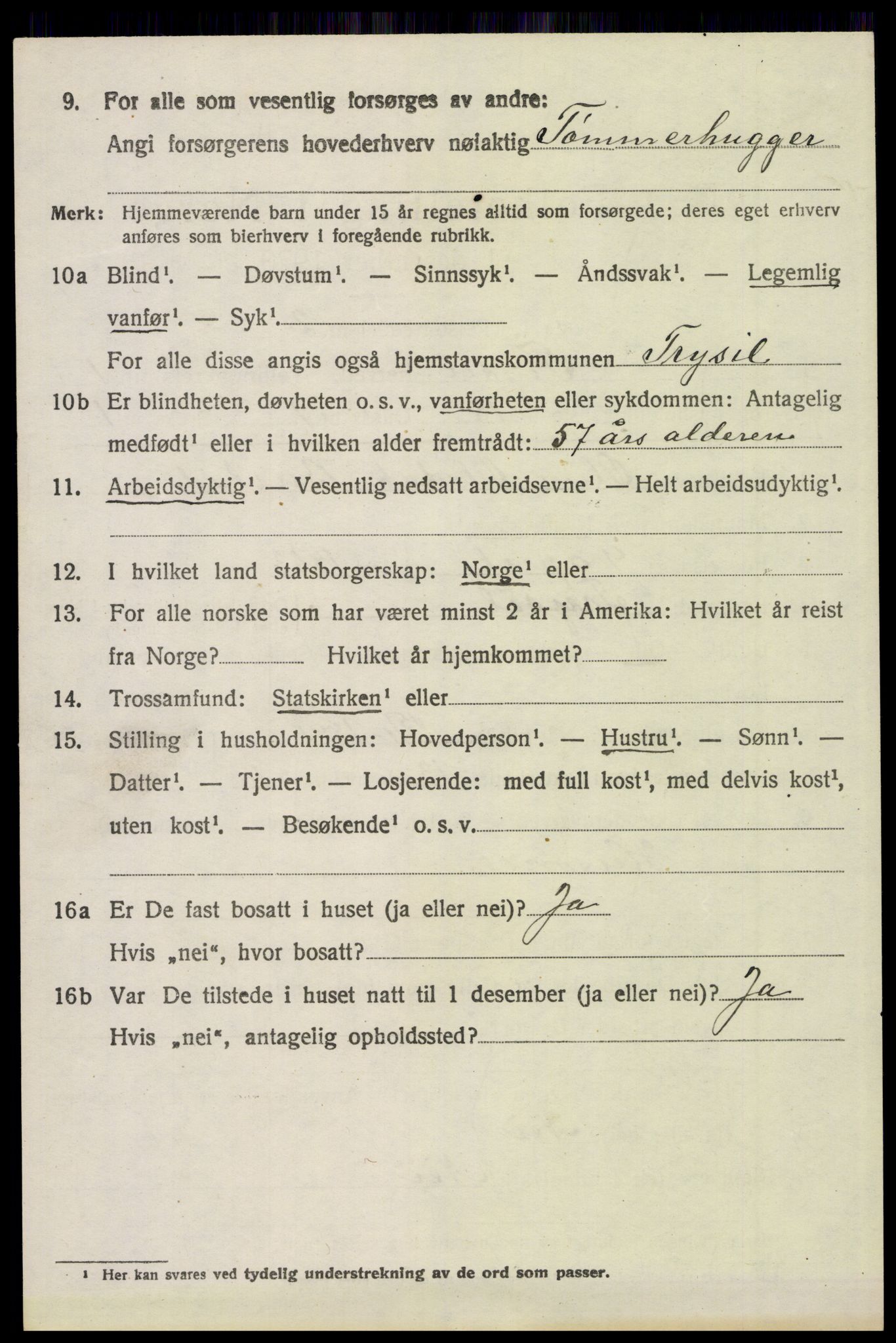 SAH, 1920 census for Trysil, 1920, p. 2764