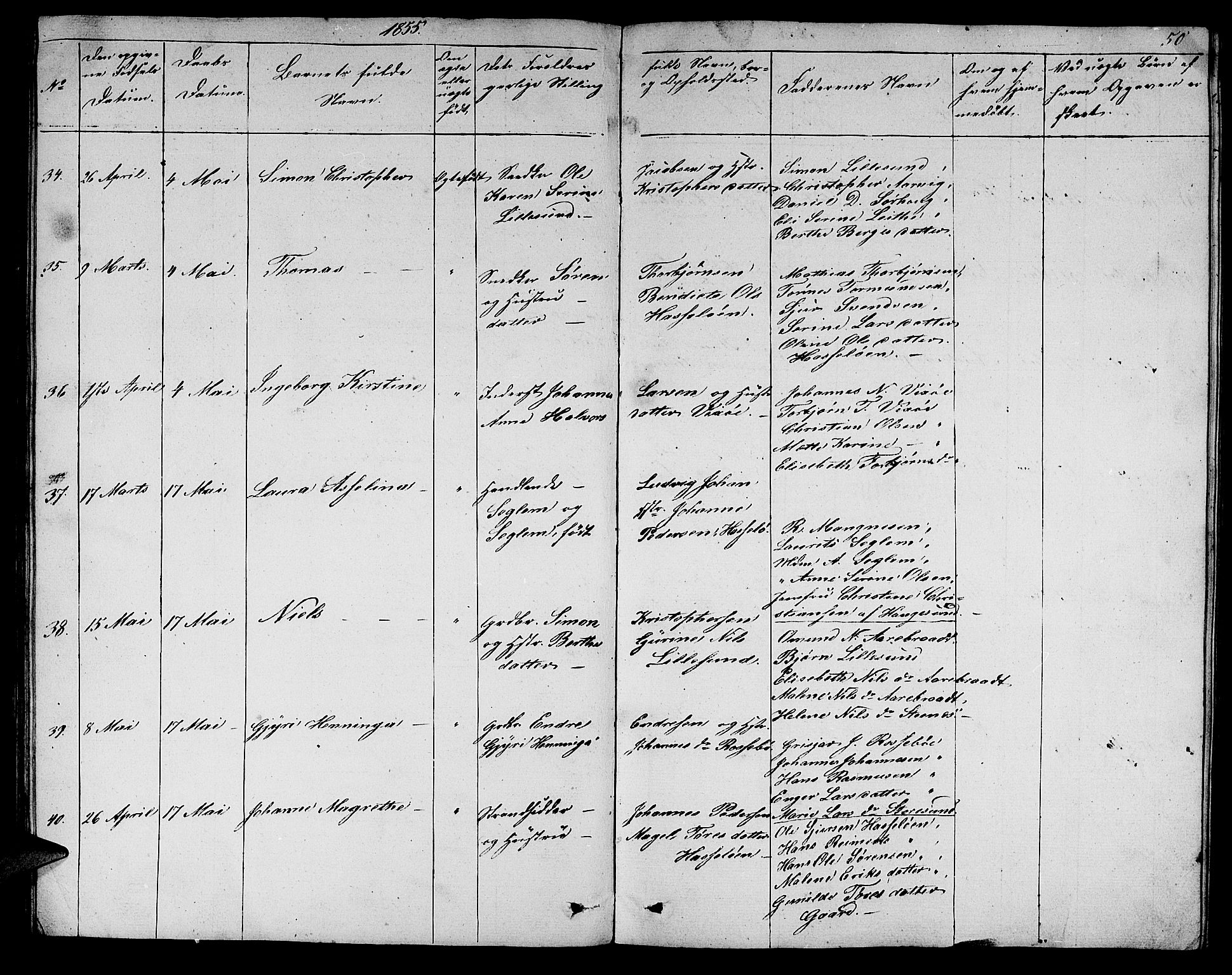 Torvastad sokneprestkontor, SAST/A -101857/H/Ha/Hab/L0004: Parish register (copy) no. B 4, 1850-1864, p. 50