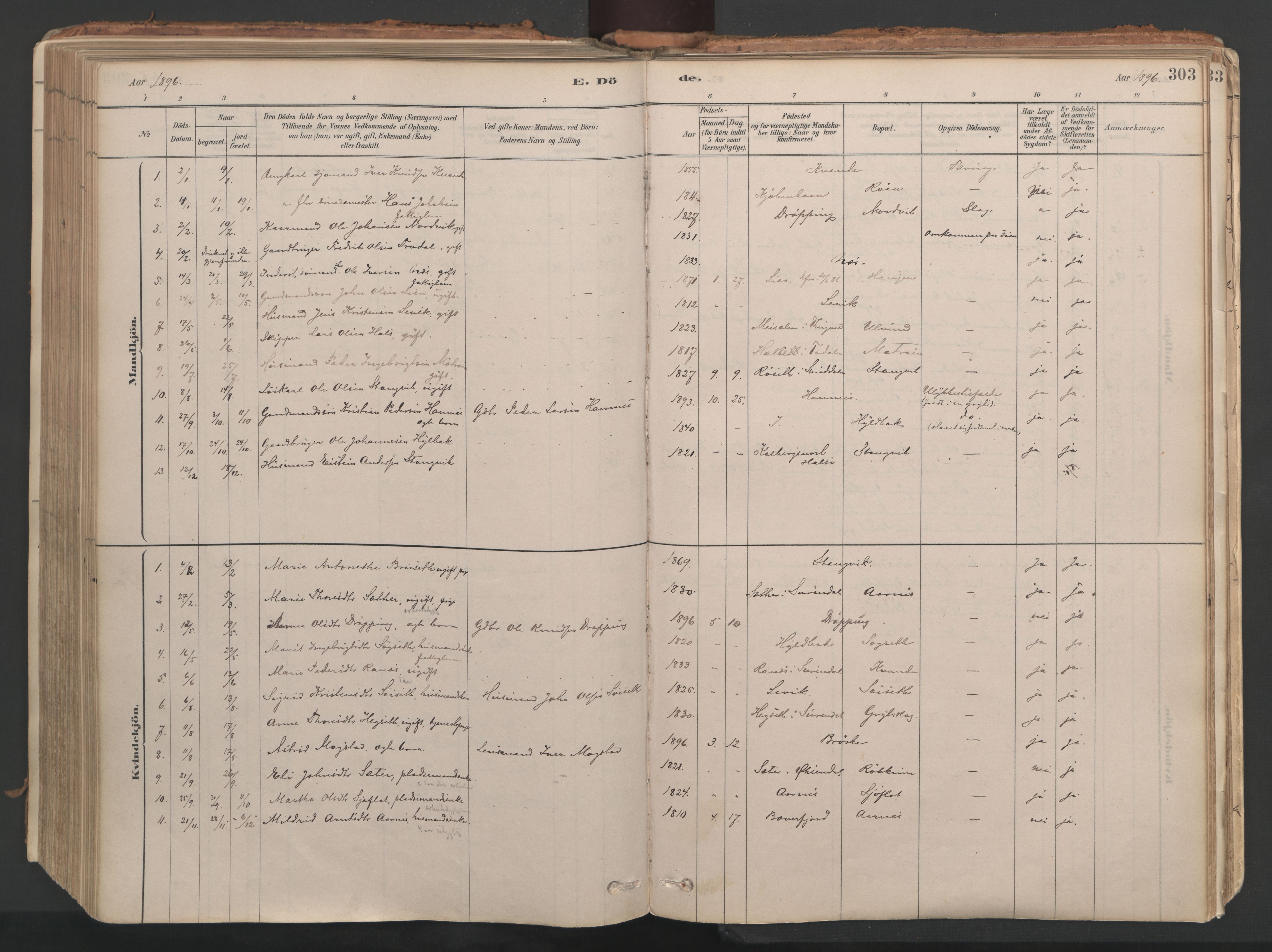 Ministerialprotokoller, klokkerbøker og fødselsregistre - Møre og Romsdal, AV/SAT-A-1454/592/L1029: Parish register (official) no. 592A07, 1879-1902, p. 303