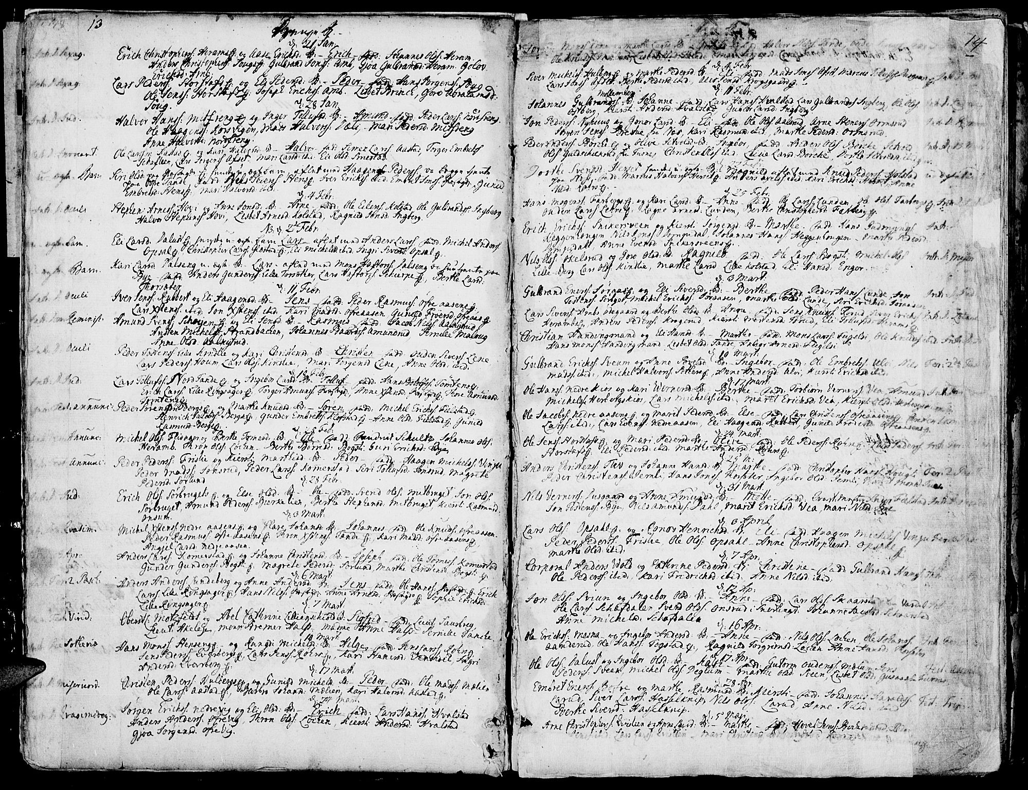 Ringsaker prestekontor, AV/SAH-PREST-014/K/Ka/L0002: Parish register (official) no. 2, 1747-1774, p. 13-14