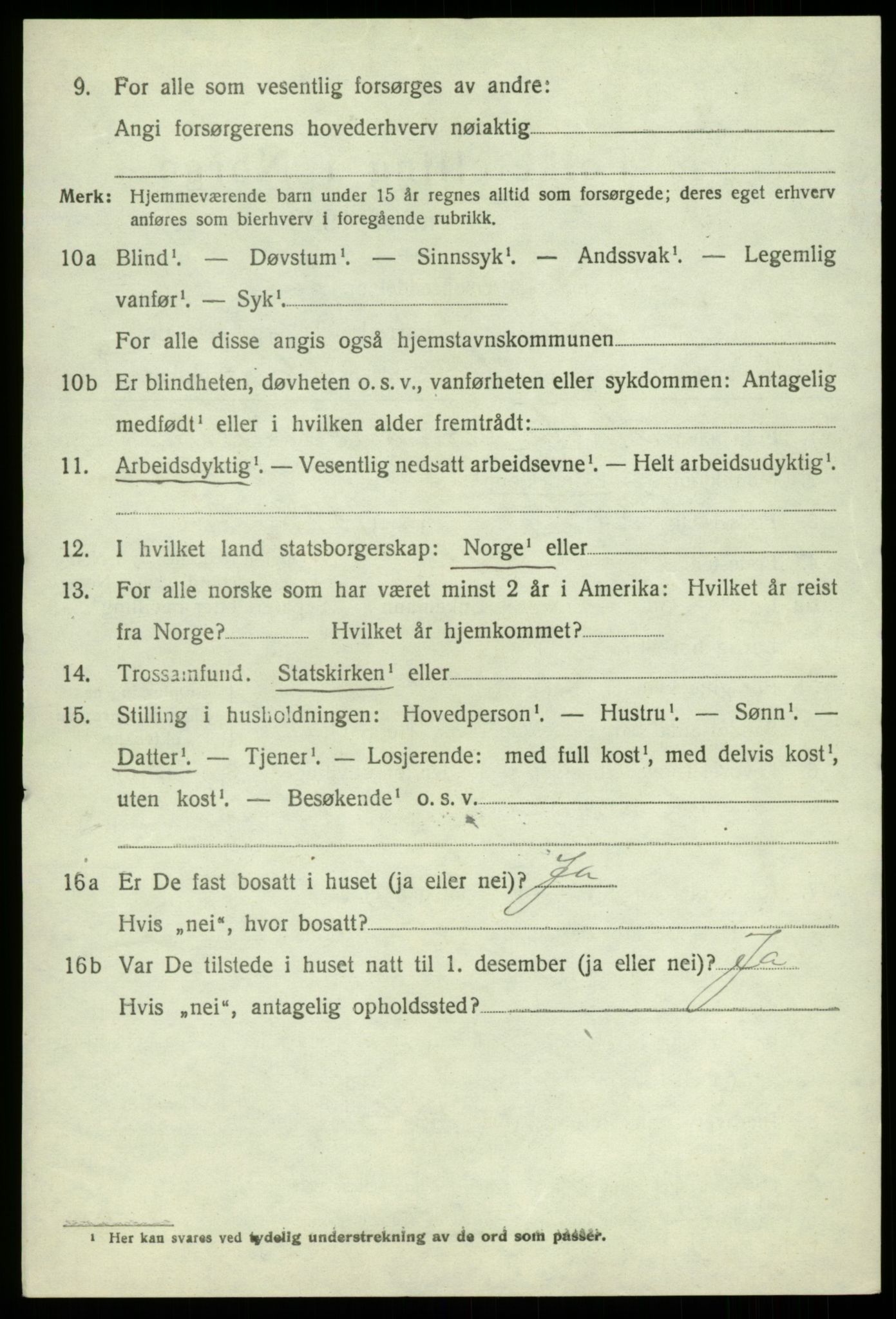 SAB, 1920 census for Jondal, 1920, p. 2845