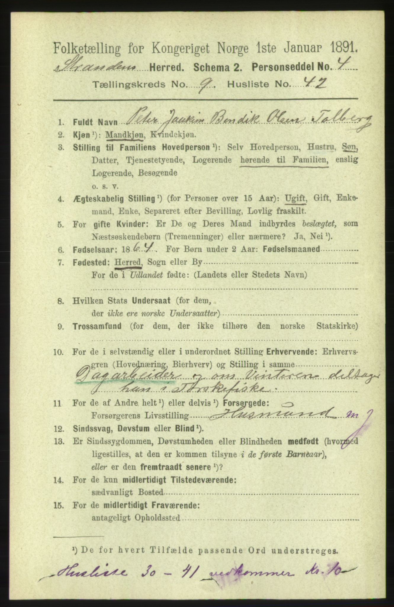 RA, 1891 census for 1525 Stranda, 1891, p. 2355